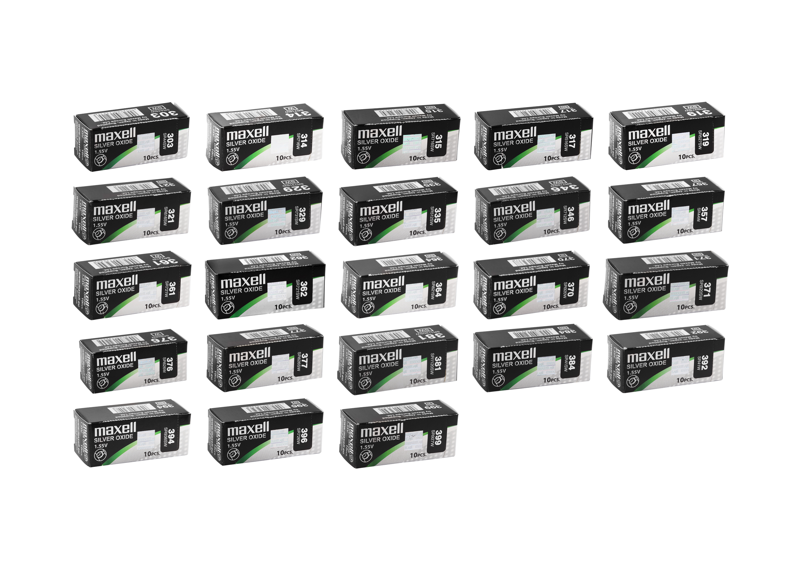 MAXELL knoopcellen, 0% kwik, PU 10 st 301 - 399