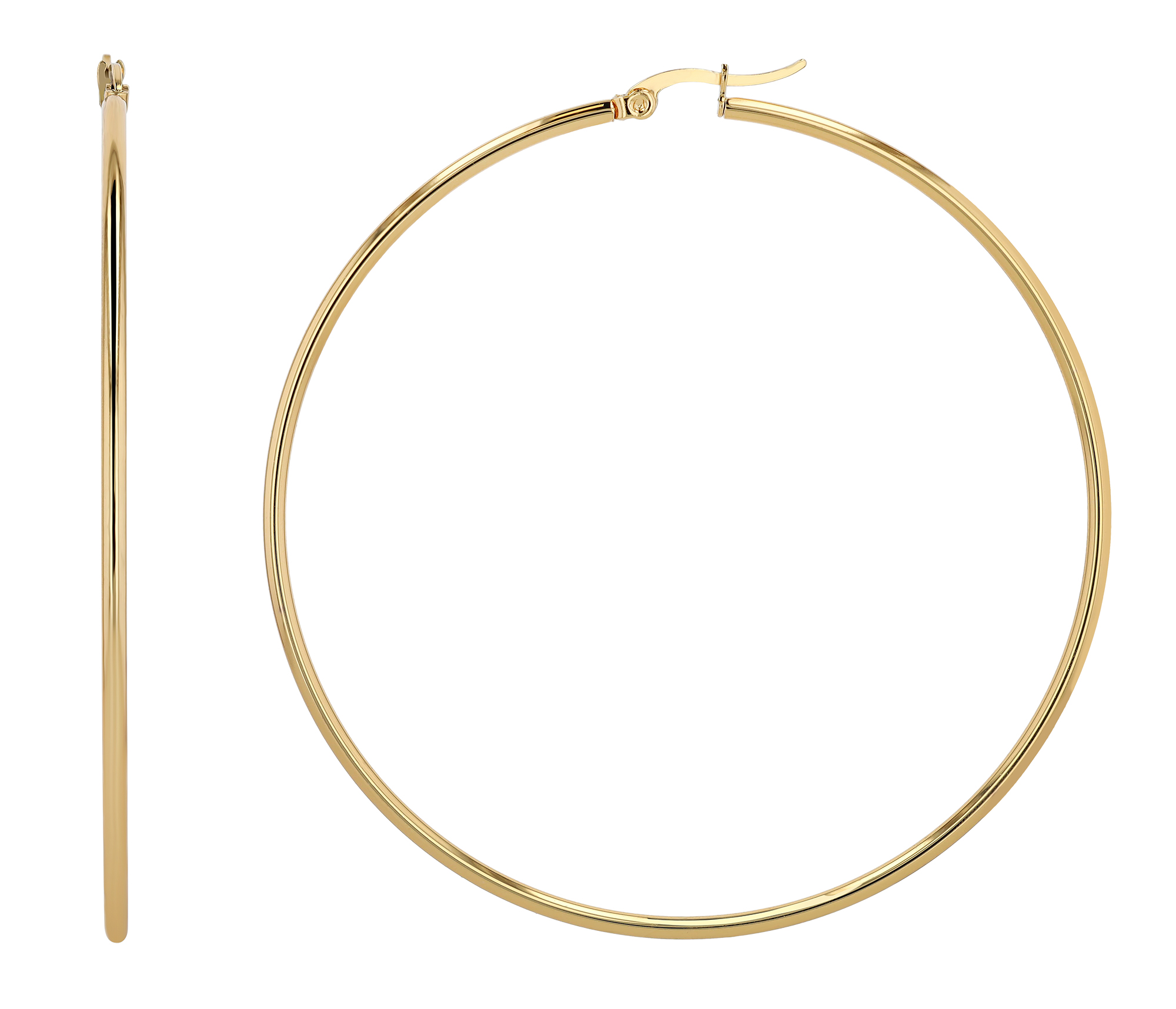 "Lura", Akzent Edelstahl Creolen, poliert, goldfarben, Ø 70 mm