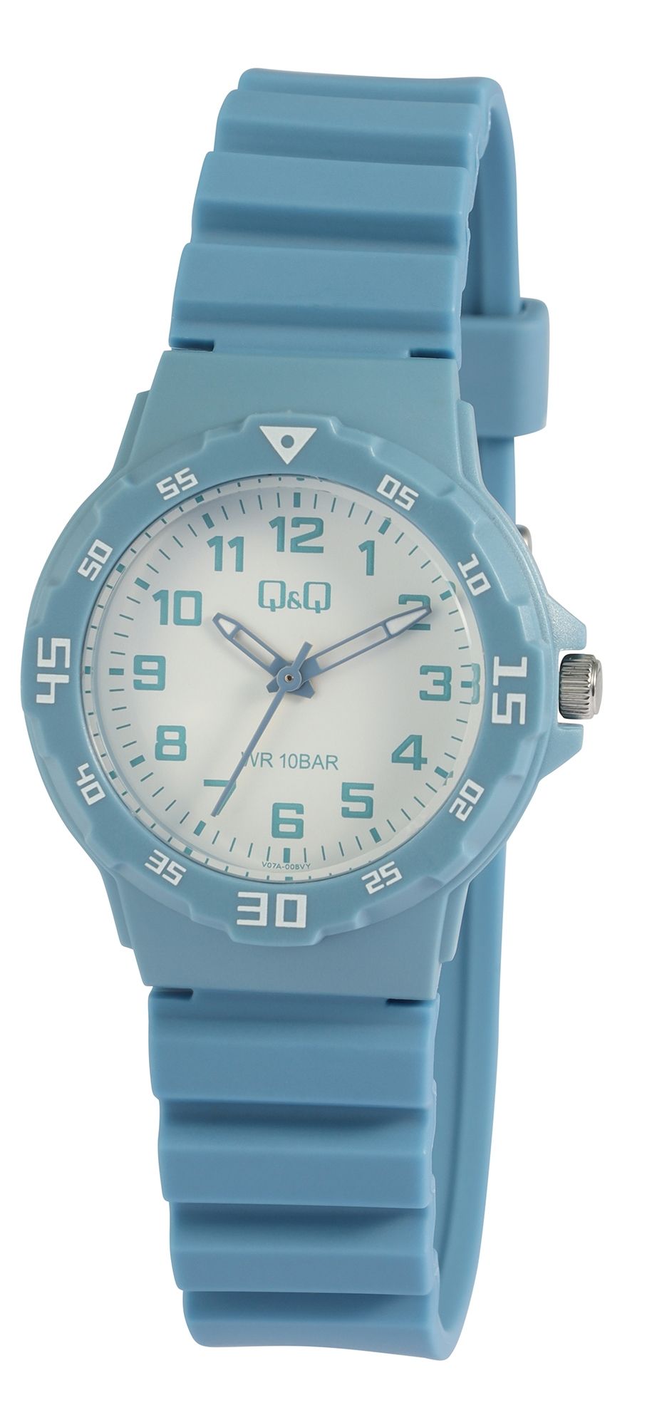 Q&Q Damen-/ Jugenduhr mit Silikonarmband, 10 Bar, hellblau