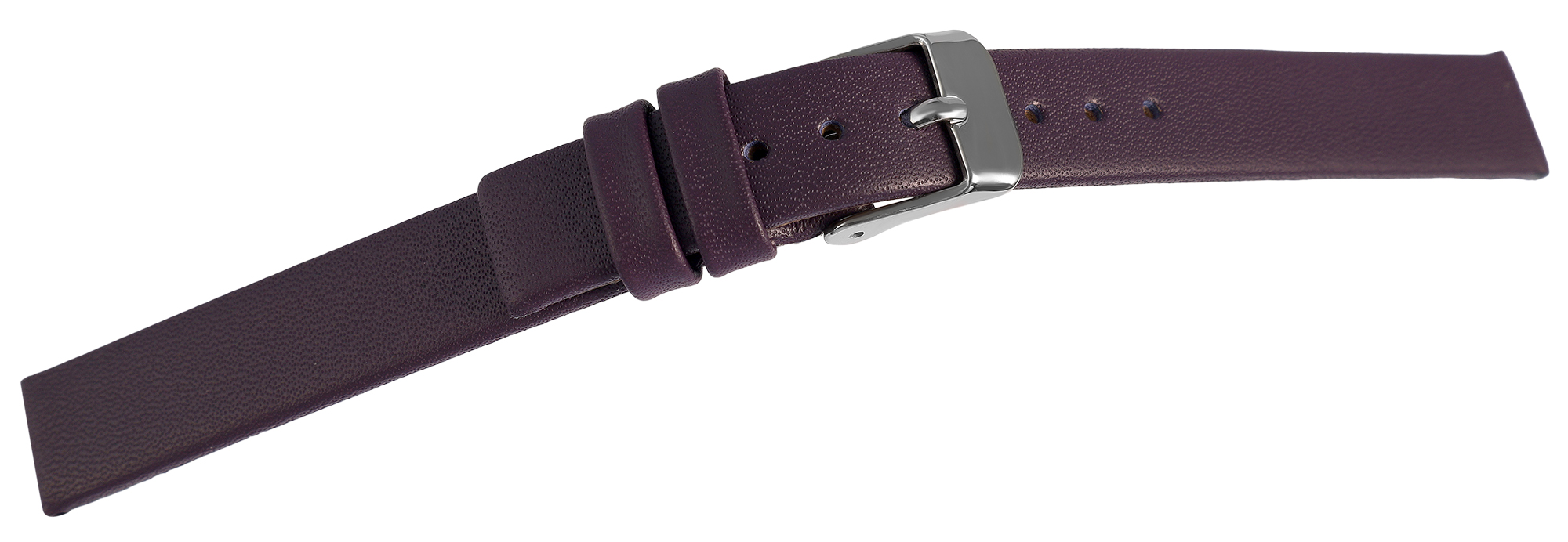 Echt leren horlogeband, naadloos, paars, 12 mm