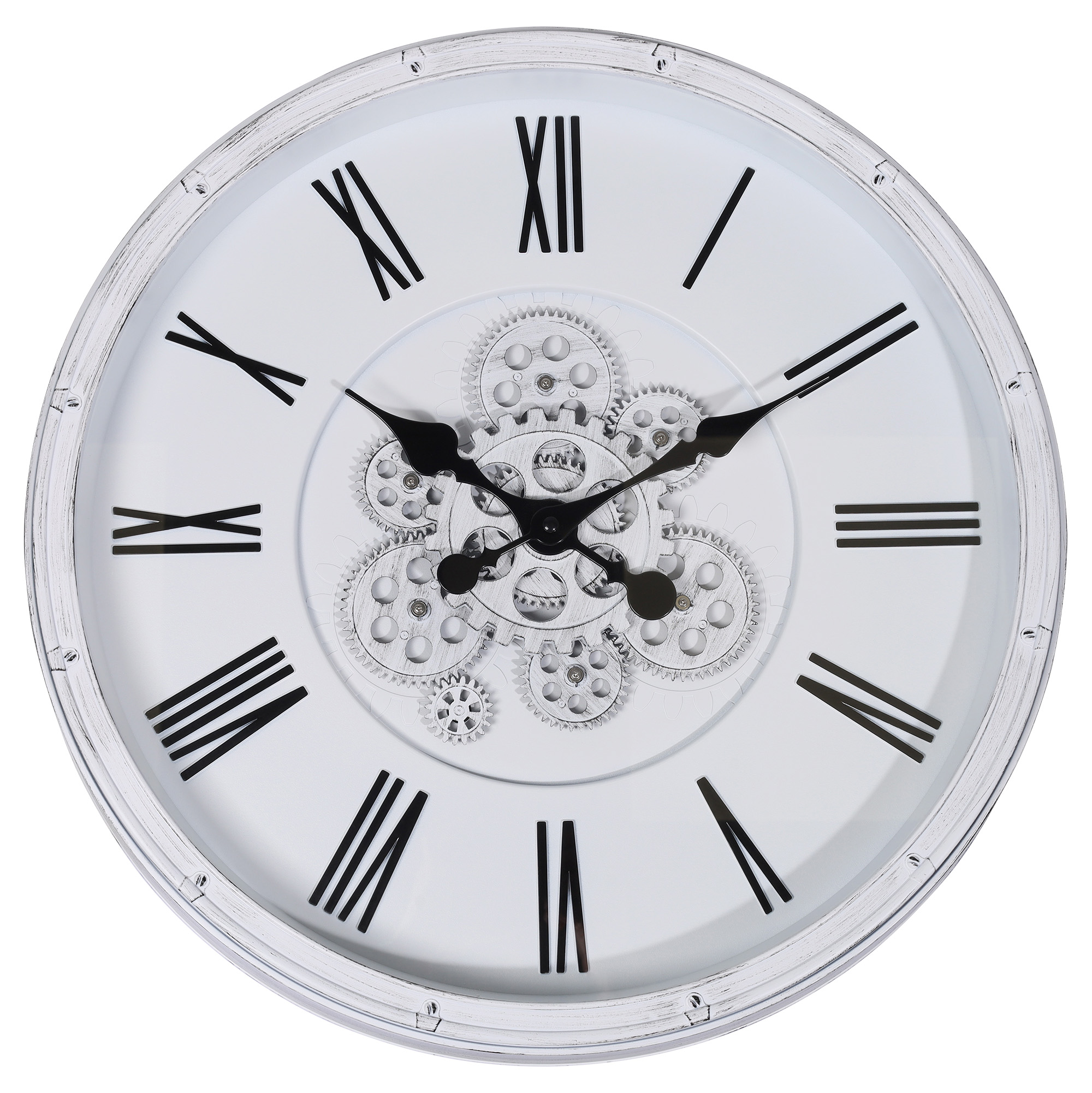 Skeletwandklok in industriële vintagelook, Ø 50,5 cm, wit/zwart