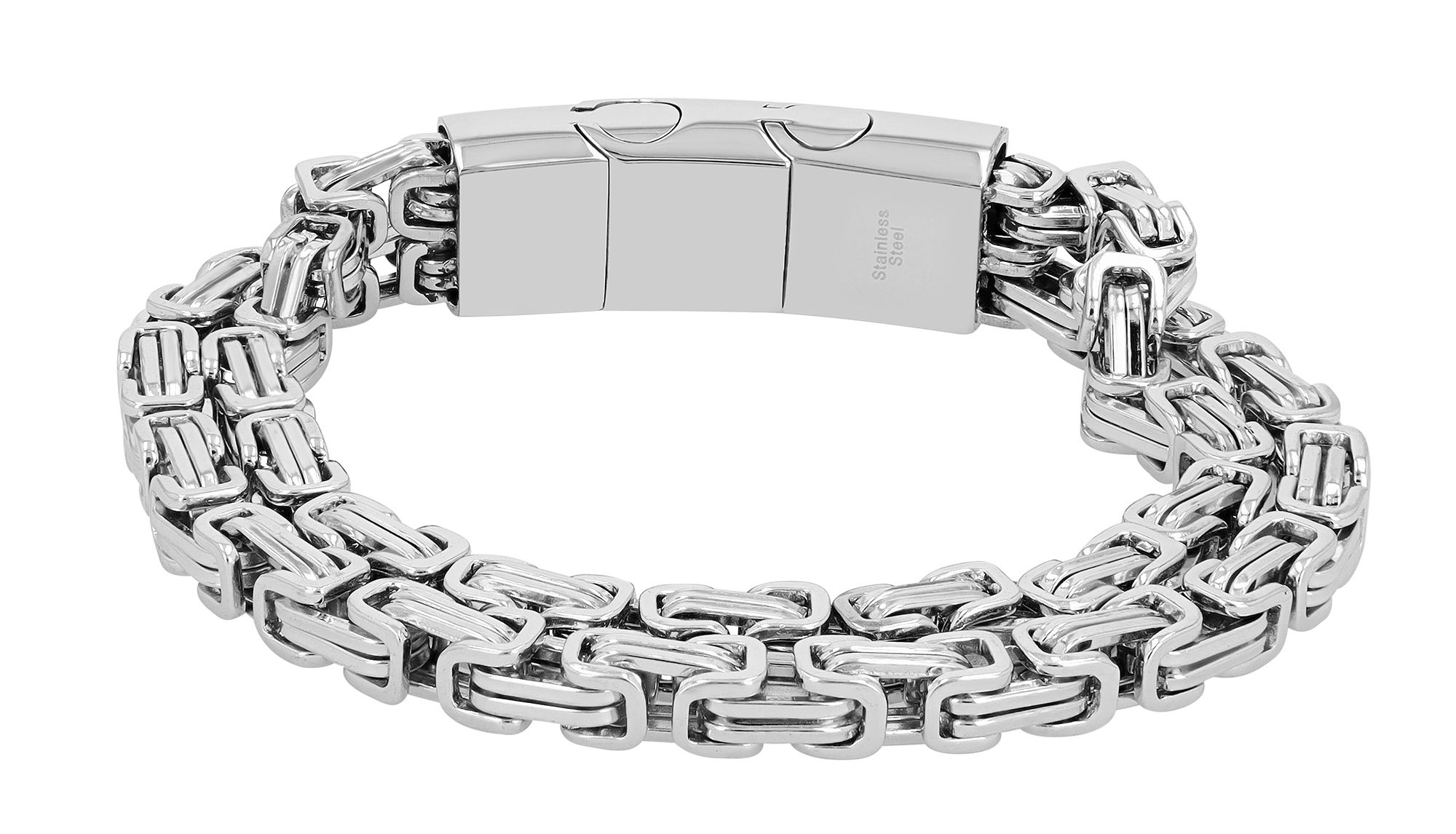 Raptor koningsarmband met magnetische sluiting, dubbele rij, 316L roestvrij staal, zilverkleur, 21+1cm