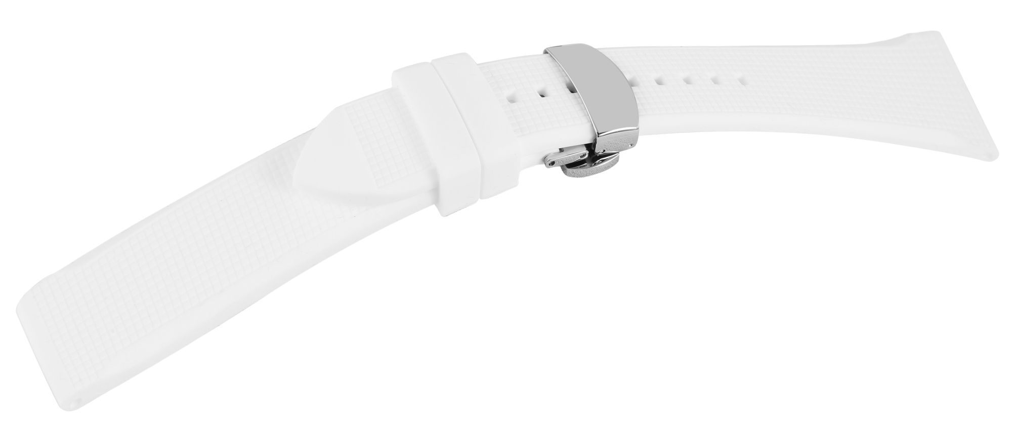 Siliconen horlogeband (snelsluiting), vouwsluiting, wit, 22 mm