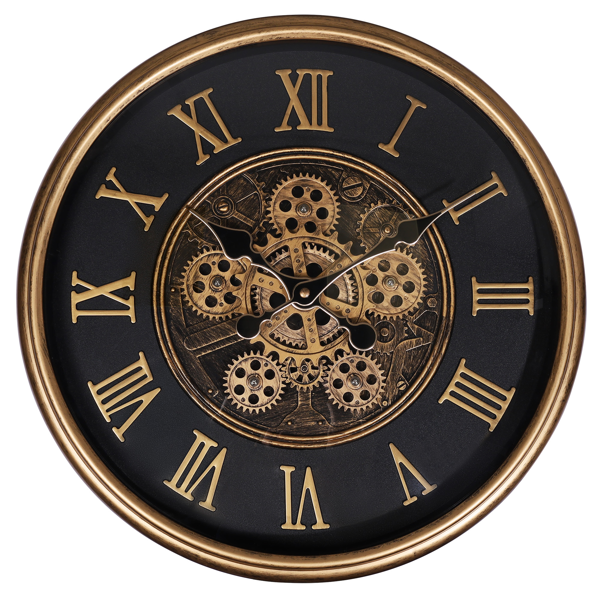Skeletwandklok in industriële vintagelook, Ø 41 cm, roségoudkleur/zwart