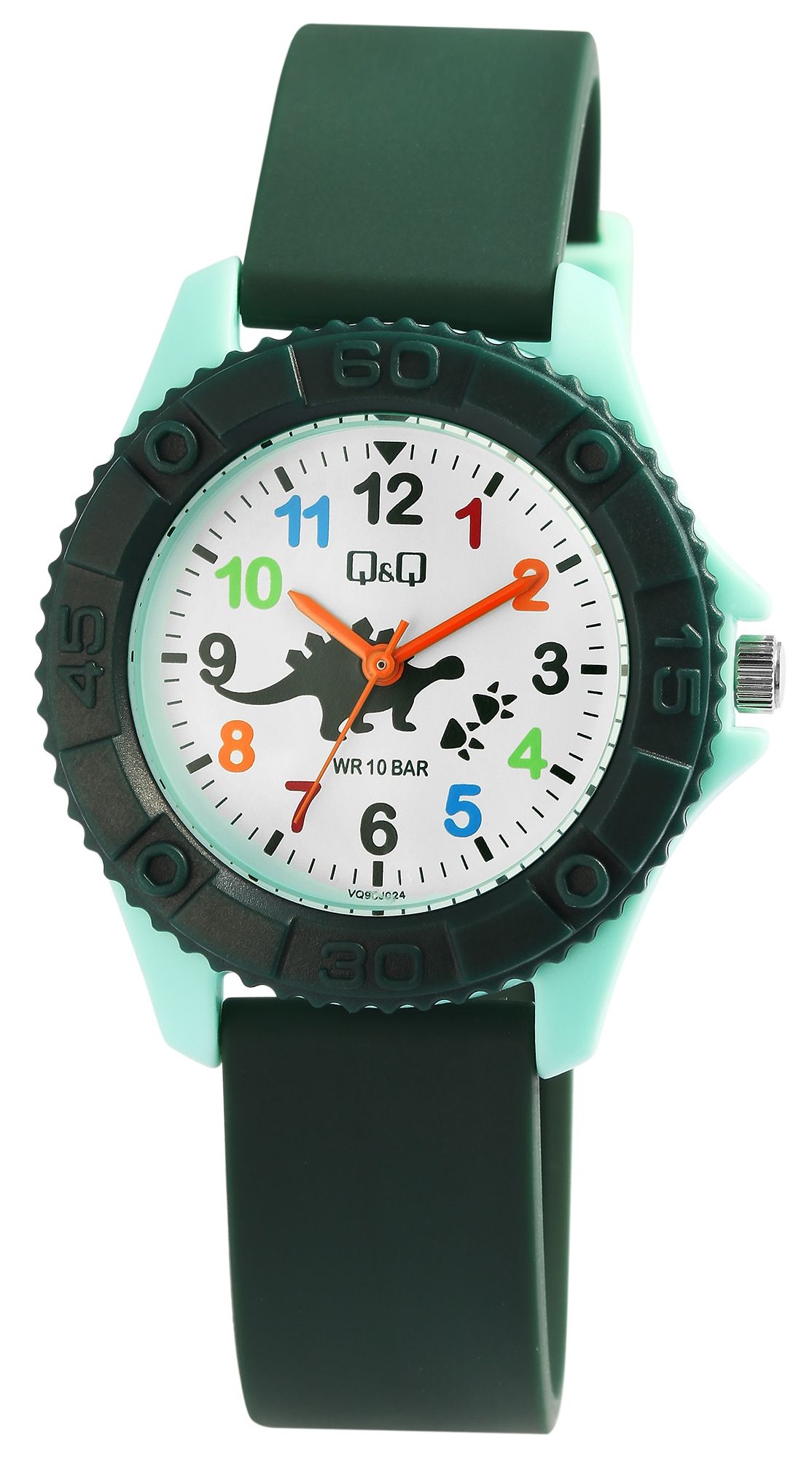 Q&Q Kinderuhr, Silikonarmband, "Dinosaurier", 10 Bar, Ø 35 mm