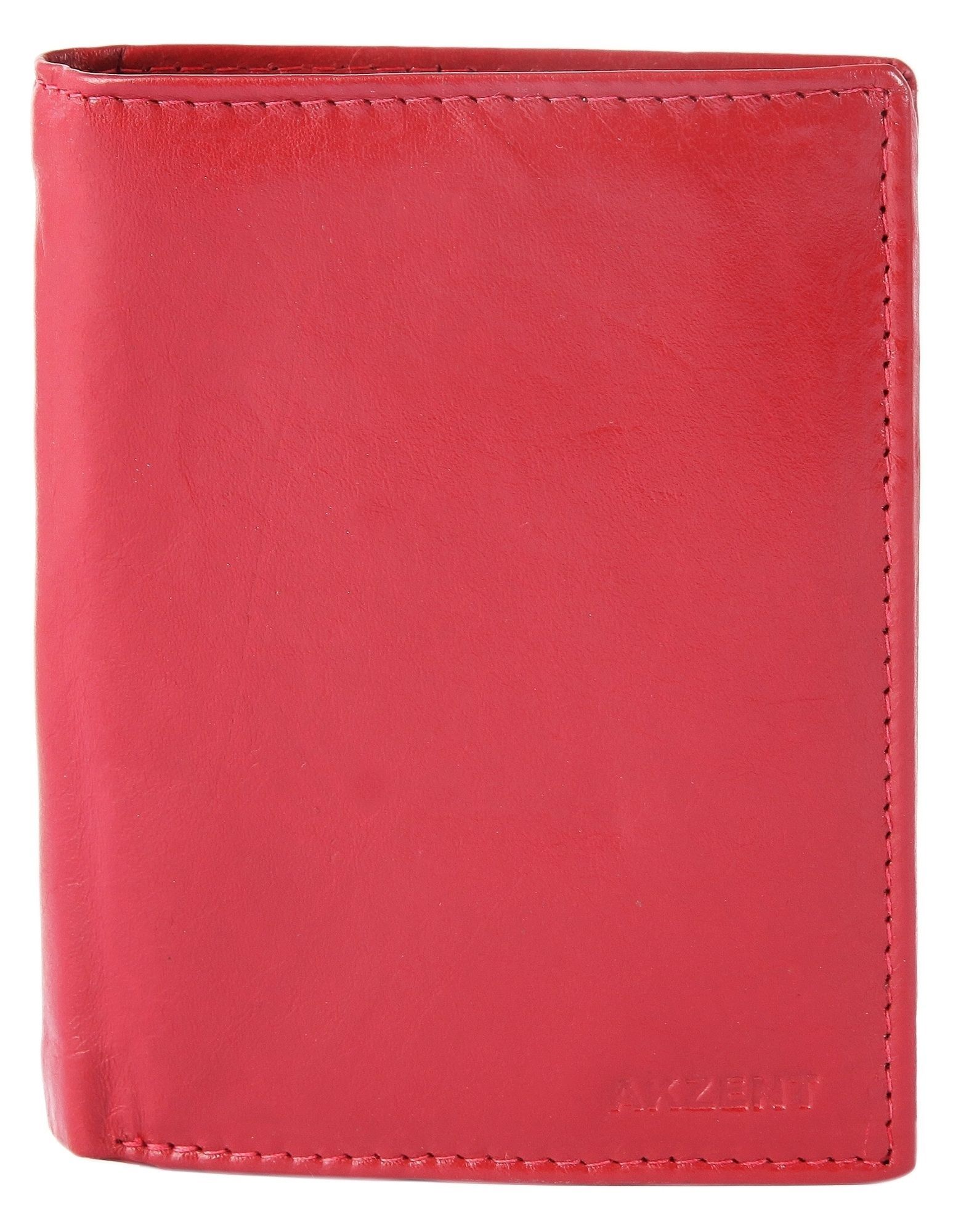 Akzent Herren Geldbörse aus Echtleder in rot. Format 9 x 12 cm.