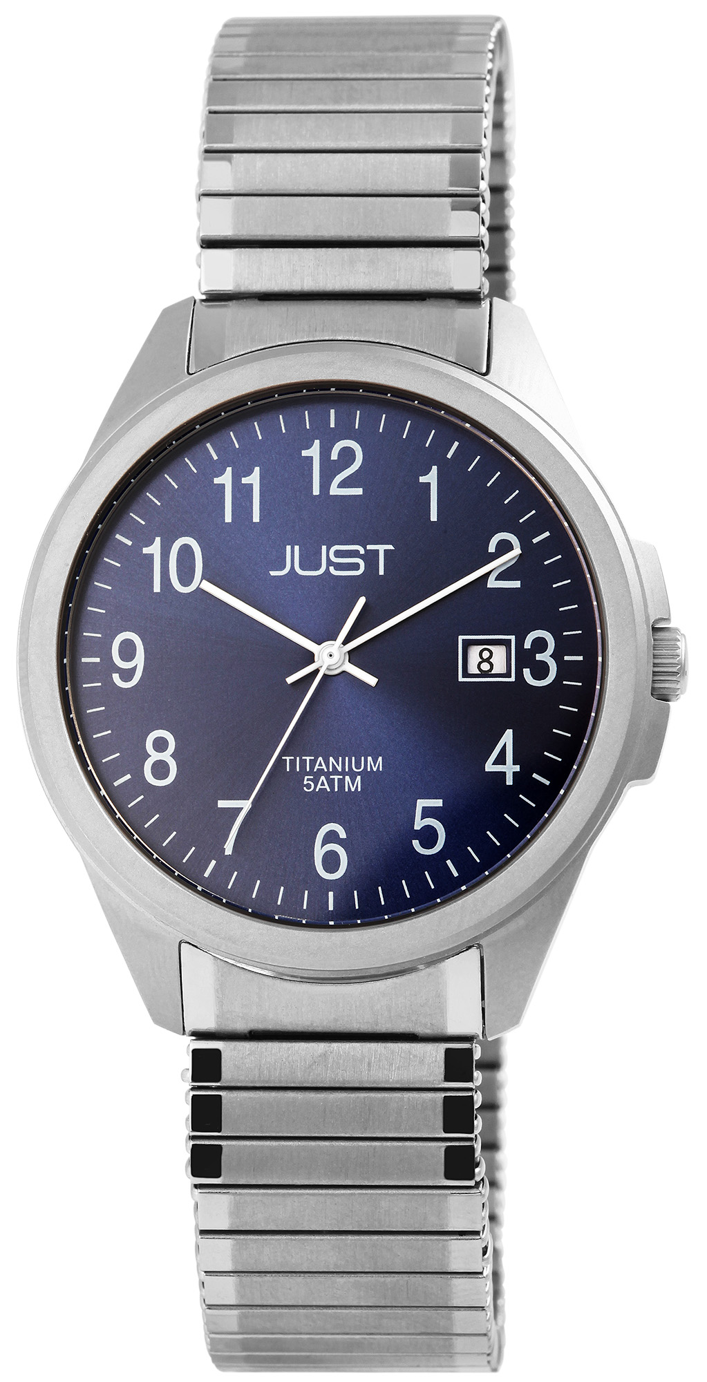 Just Herrenuhr mit Zugarmband, Titan, 5 ATM, blaues ZB