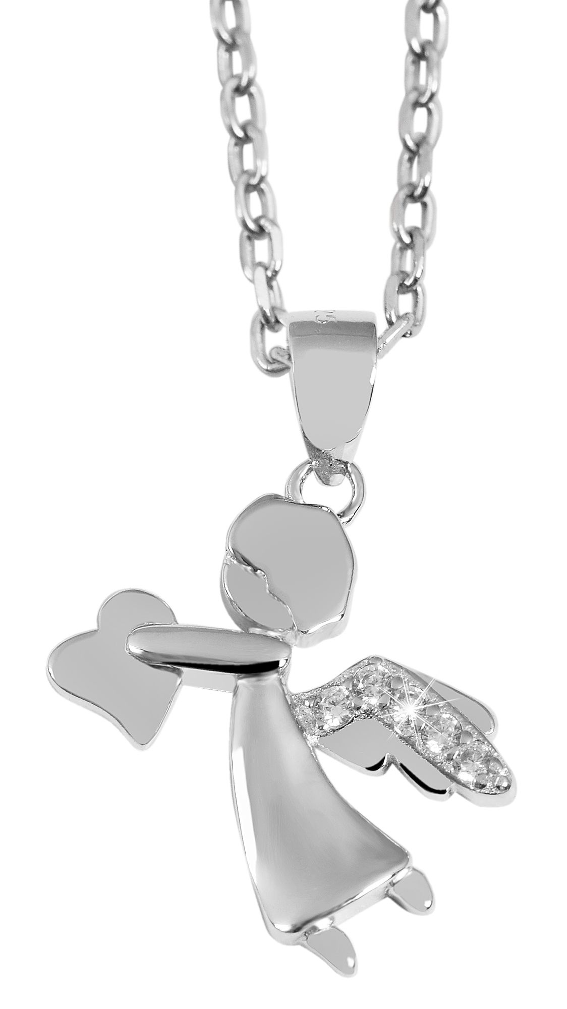 925/- Echt Silber Anhänger ohne Kette "Duska", Engel, Zirkoniabesatz, rhodiniert