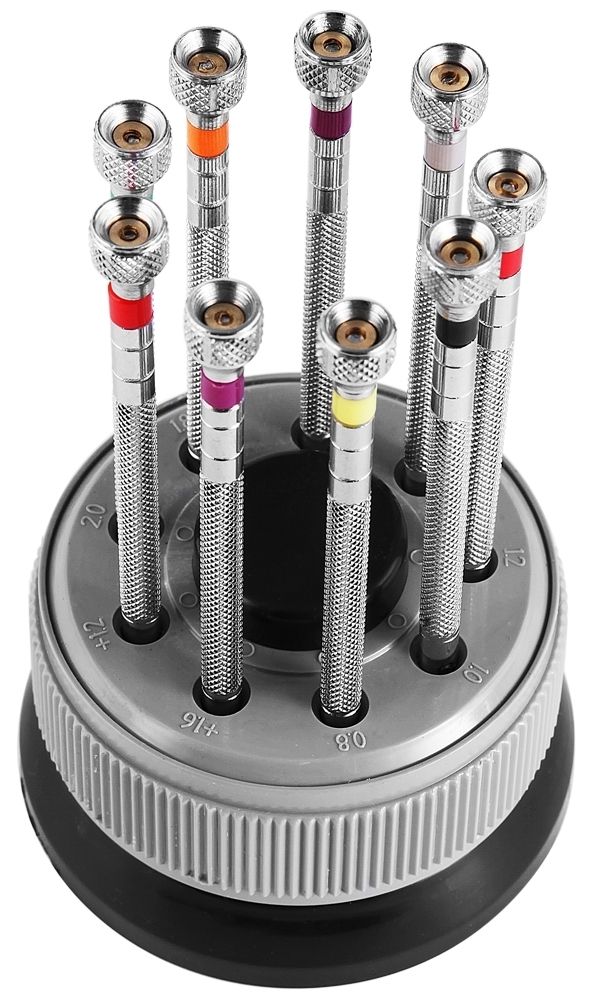 Schroevendraaierset met reserveklingen, 9 stuks.