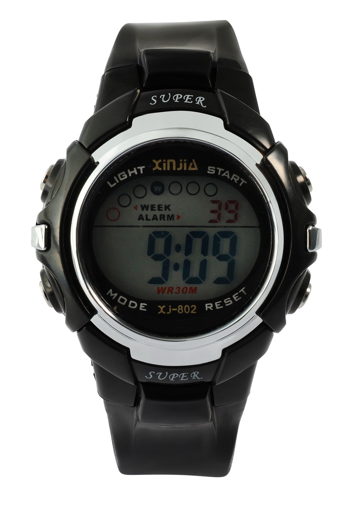 Xinjia Kinder Digitaluhr, TPU-Band, schwarz