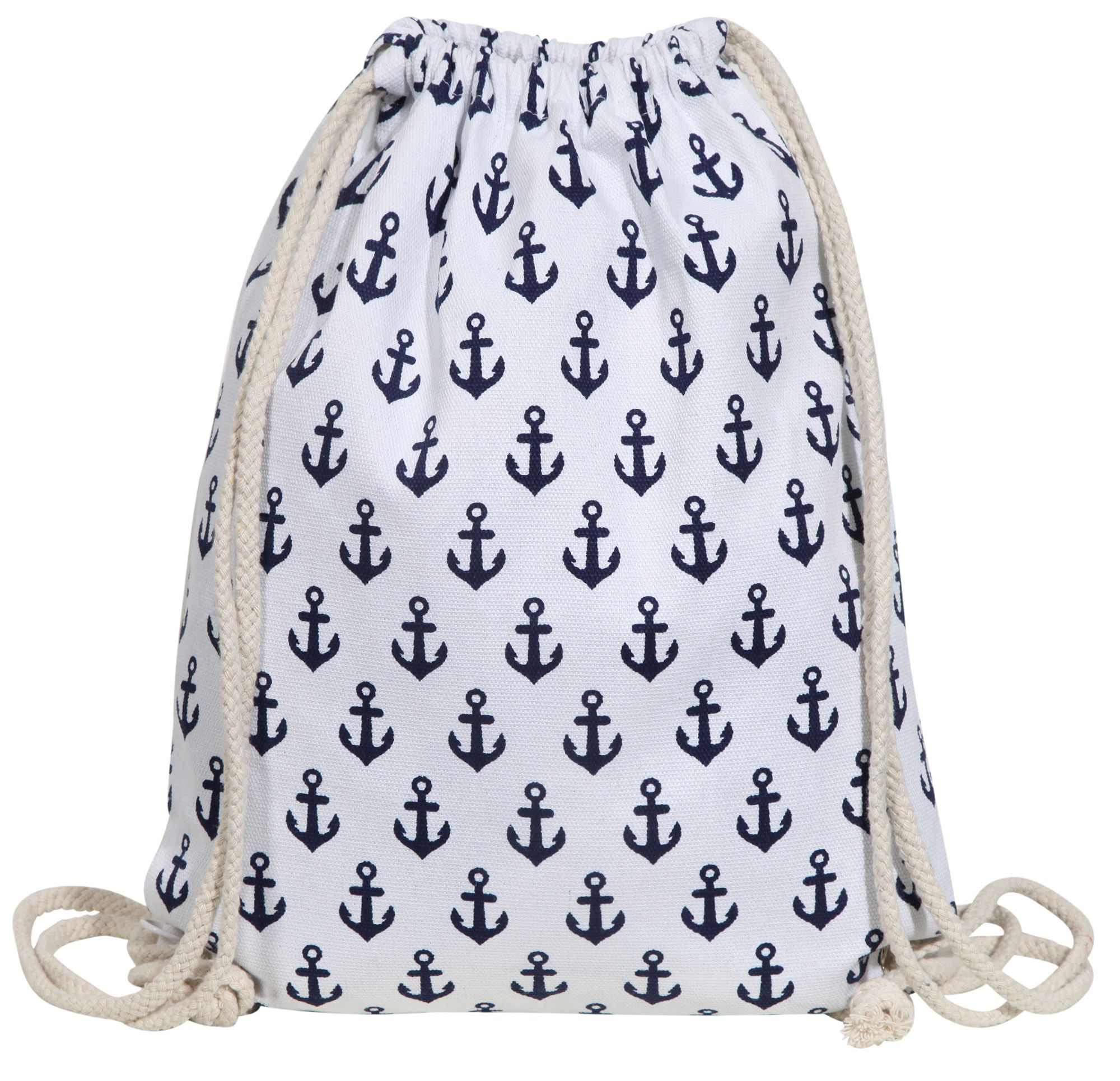 Trend gymtas van textiel, nautisch, wit/blauw