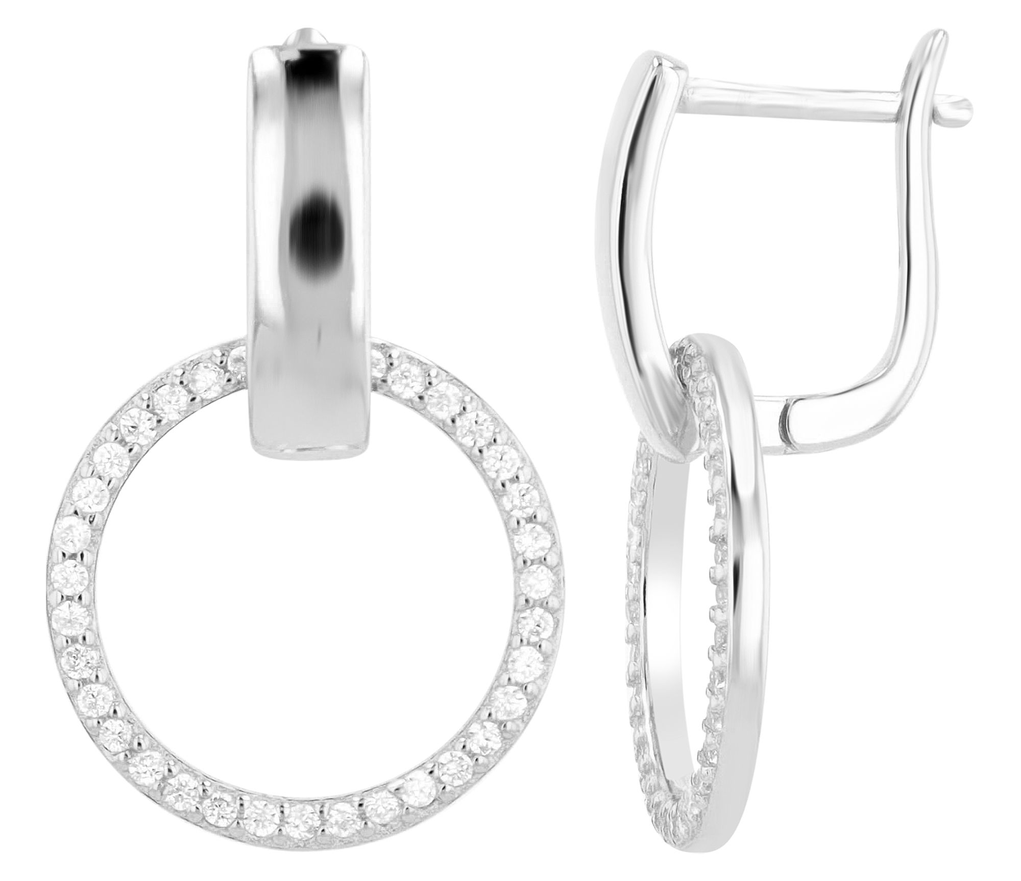 "Charlie" 925/- Echt Silber Creolen mit Anhänger (abnehmbar), rhodinert