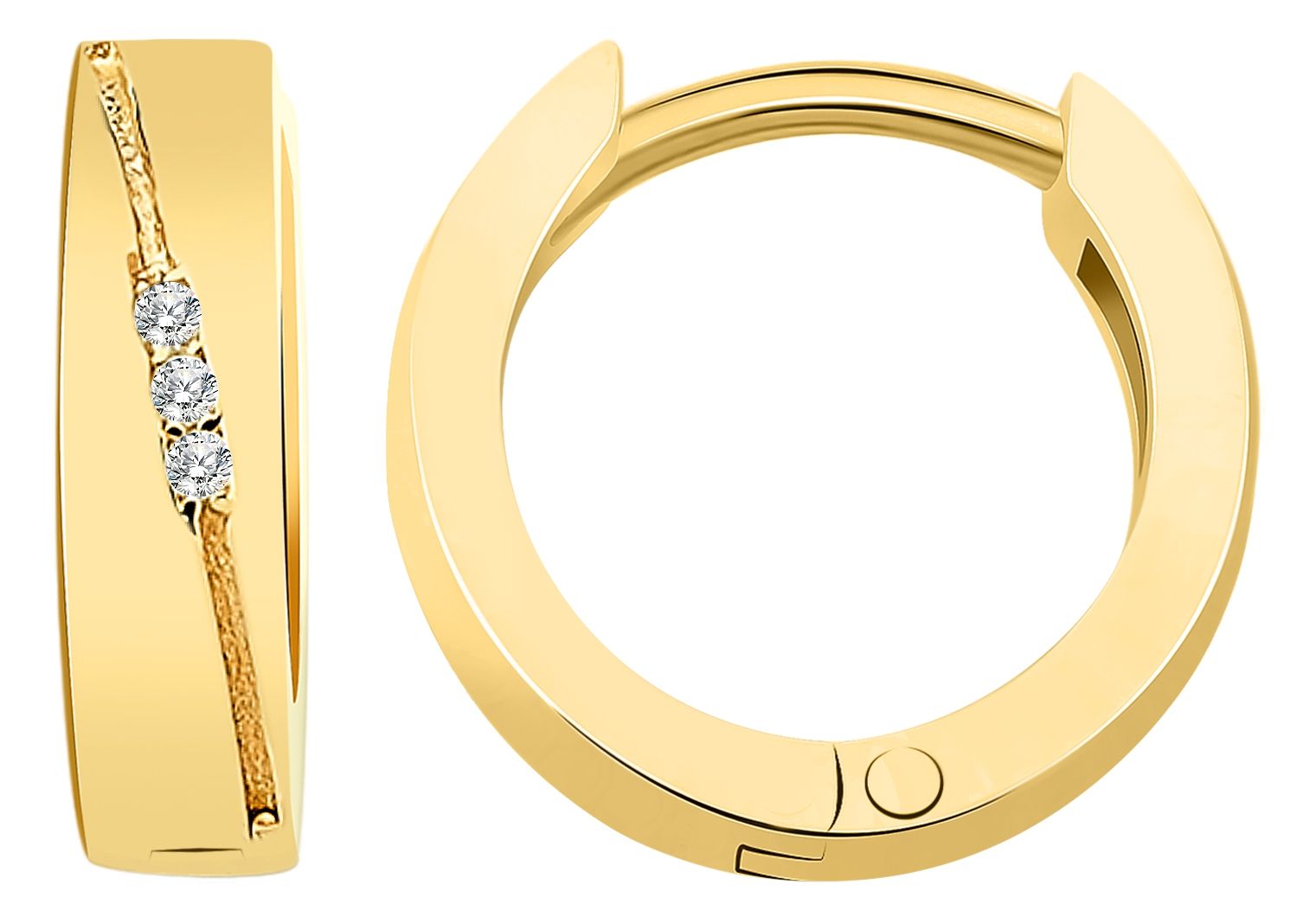 333/- Gold "Alvara"  Klapp-Creolen, Zirkoniabesatz, Gelbgold, 8 Karat