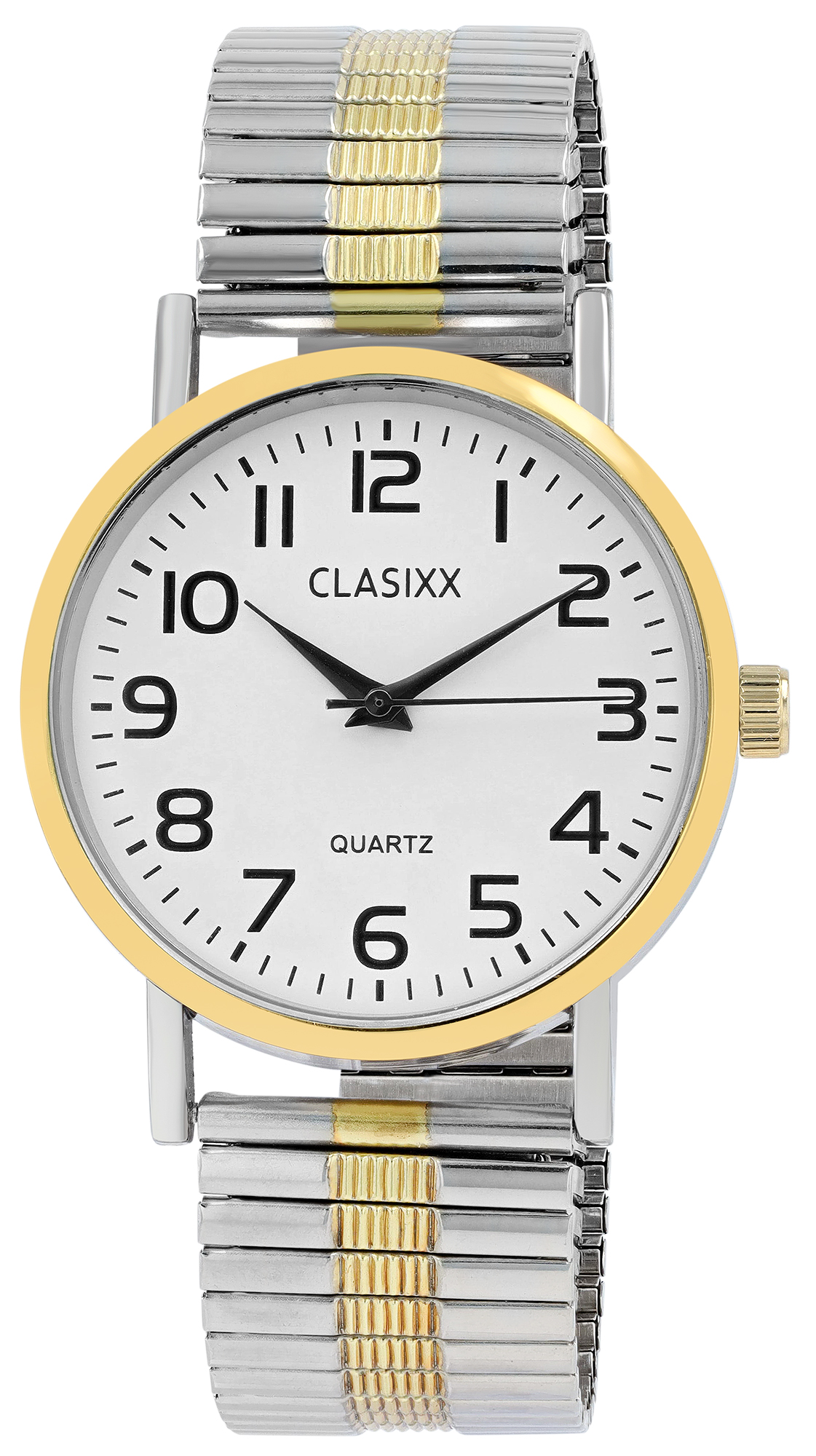 Classix Herrenuhr mit Edelstahl-Zugarmband, Ø 38 mm, bicolor/ weiß