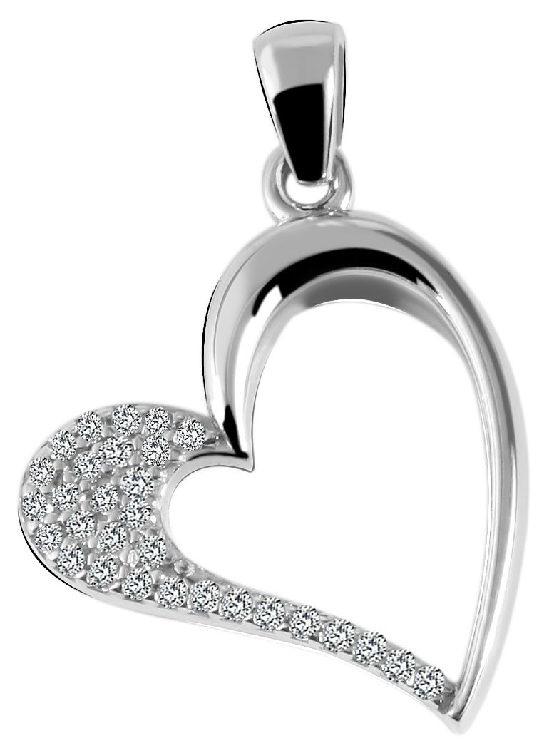 333/- Gold Anhänger "Joy" ohne Kette, Herz, Zirkoniabesatz, 8 Karat, Weißgold