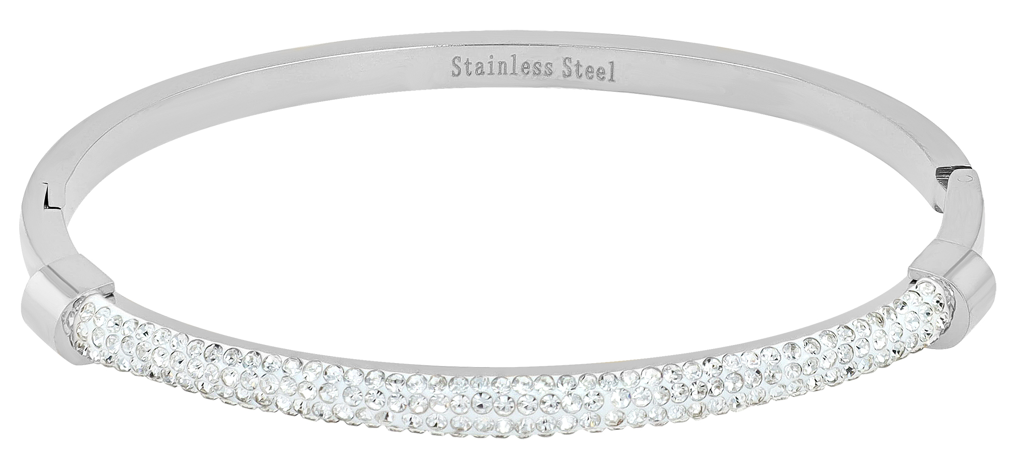 "Isalina" Edelstahl Armreifen, Similibesatz, silberfarben