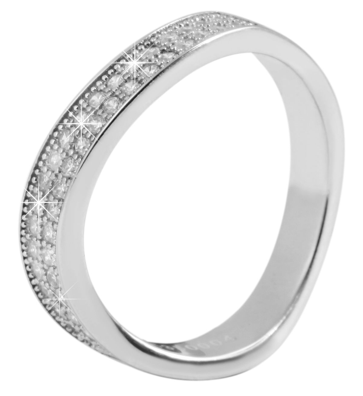 925 Echt Silber Ring, Zirkoniabesatz, 925/rhodiniert, Gr. 55