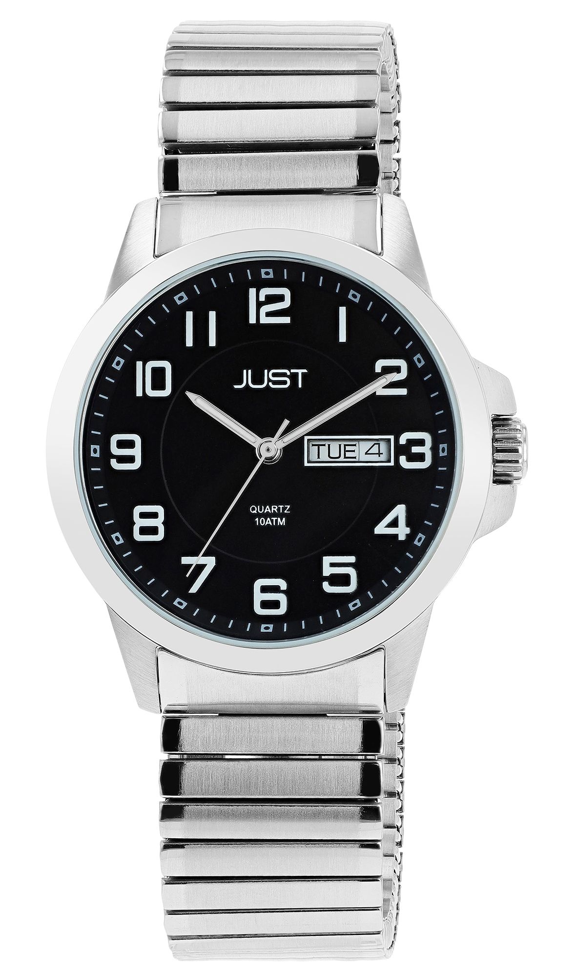 Just Herrenuhr "Lien" mit Edelstahl Zugarmband, Ø 39 mm, silberfarben/ schwarz