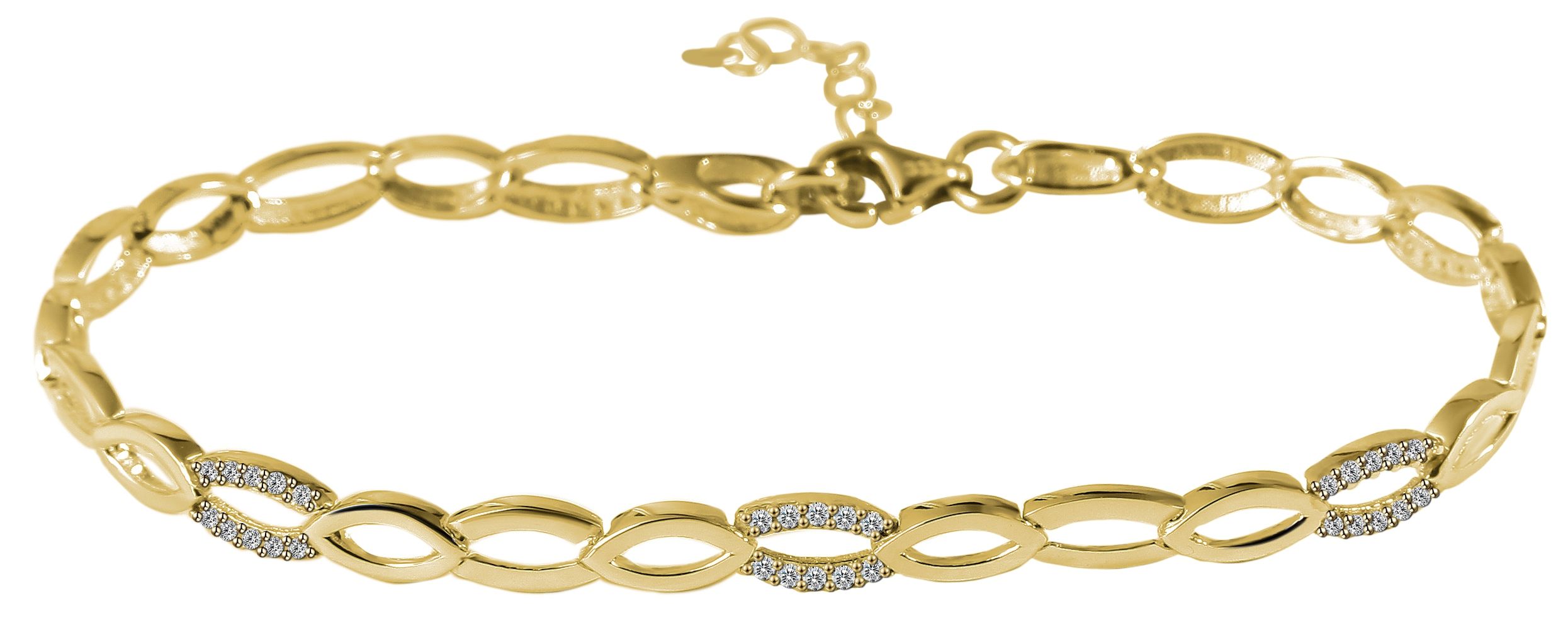 333/- Gold "Marilyn" Armband mit Zirkoniabesatz, 8 Karat, Gelbgold