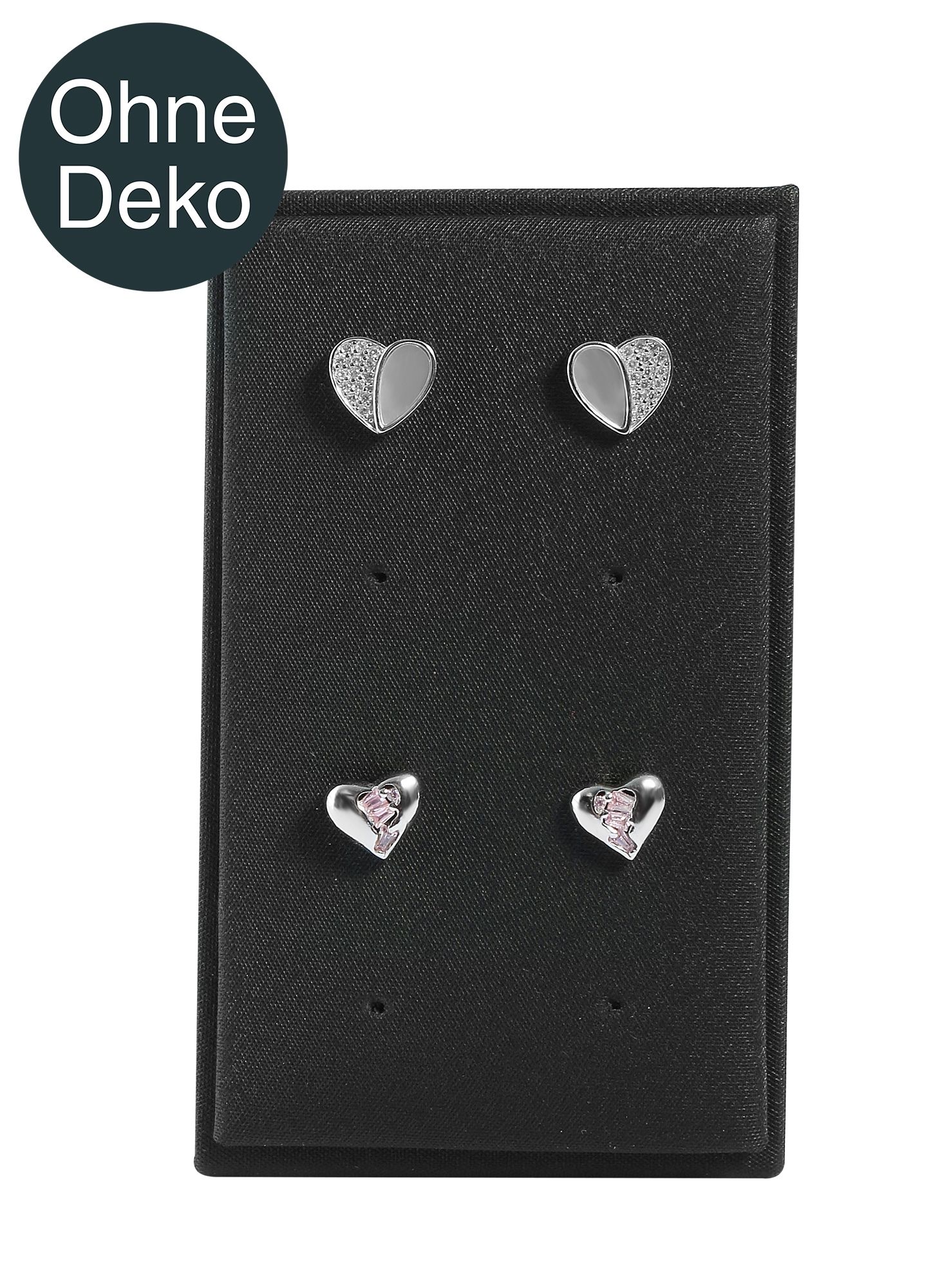 Aufsteller für 4 Paar Ohrstecker (Dekoserie Soft), PU-bezogen, 8,5 cm, schwarz