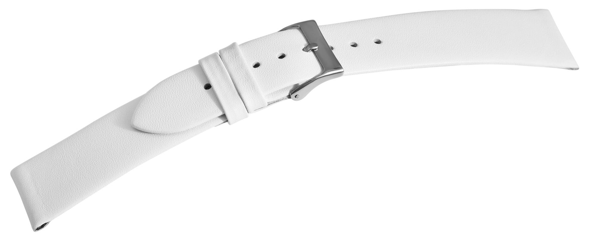 Echtleder-Uhrenarmband, nahtlos, weiß, 18 mm