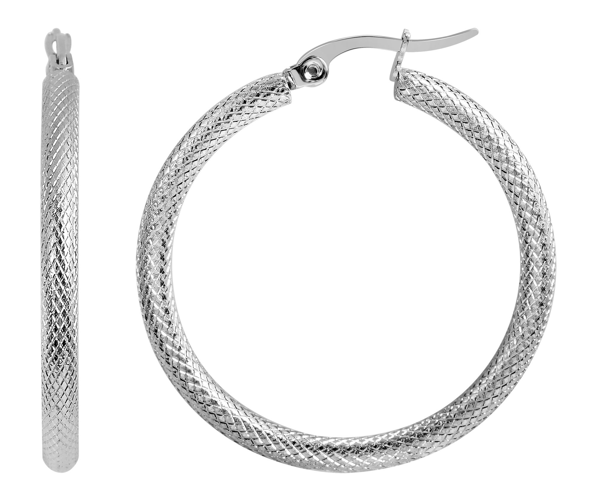 Zilverkleurige roestvrijstalen oorbellen met accent