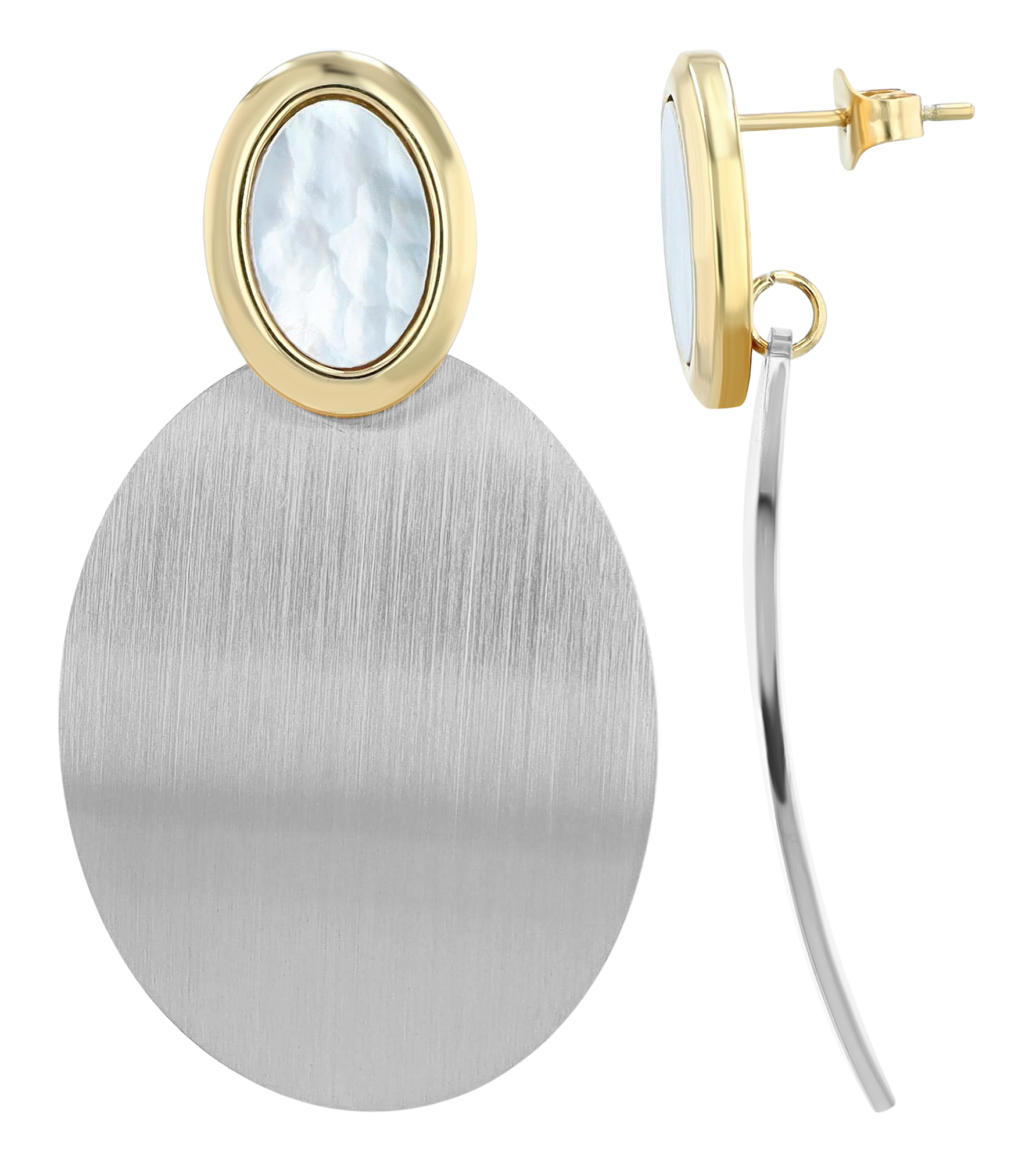 "Valborga" Edelstahl Statement Ohrstecker mit Perlmutt, bicolor