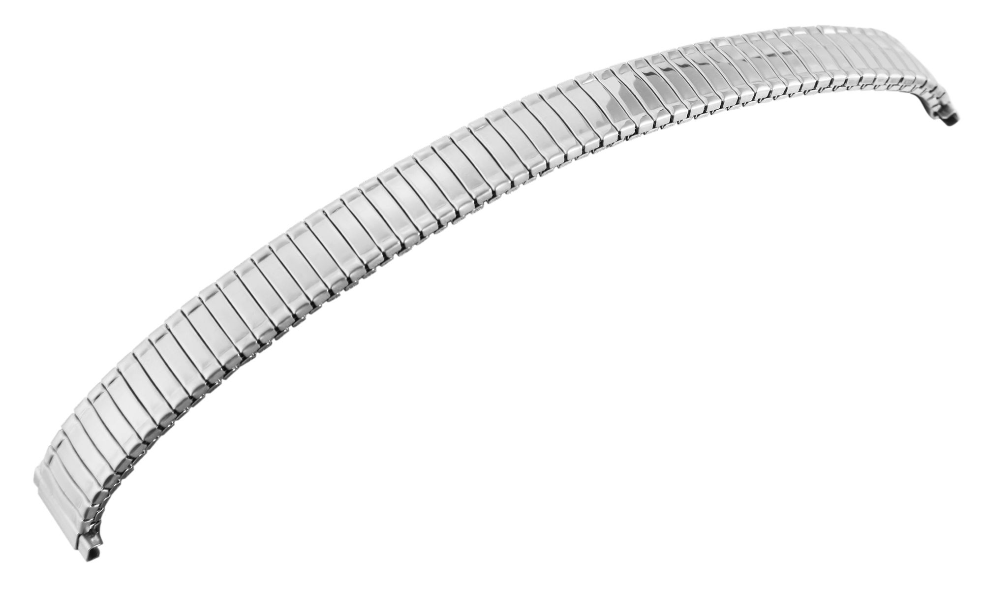 Roestvrij stalen schakelarmband, zilverkleurig, flexibele lugbreedte, 10 mm - 16 mm