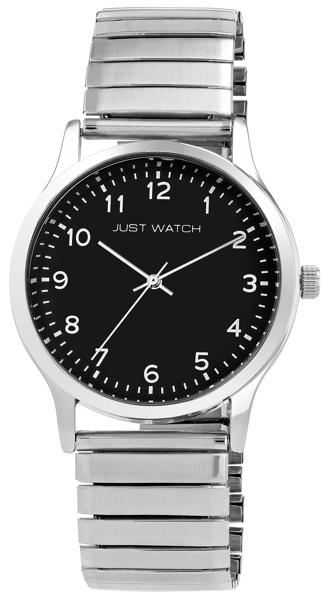 Just Watch "Ferdinand" Herrenuhr Ø 39 mm mit Edelstahl Zugband, silberfarben/ schwarz