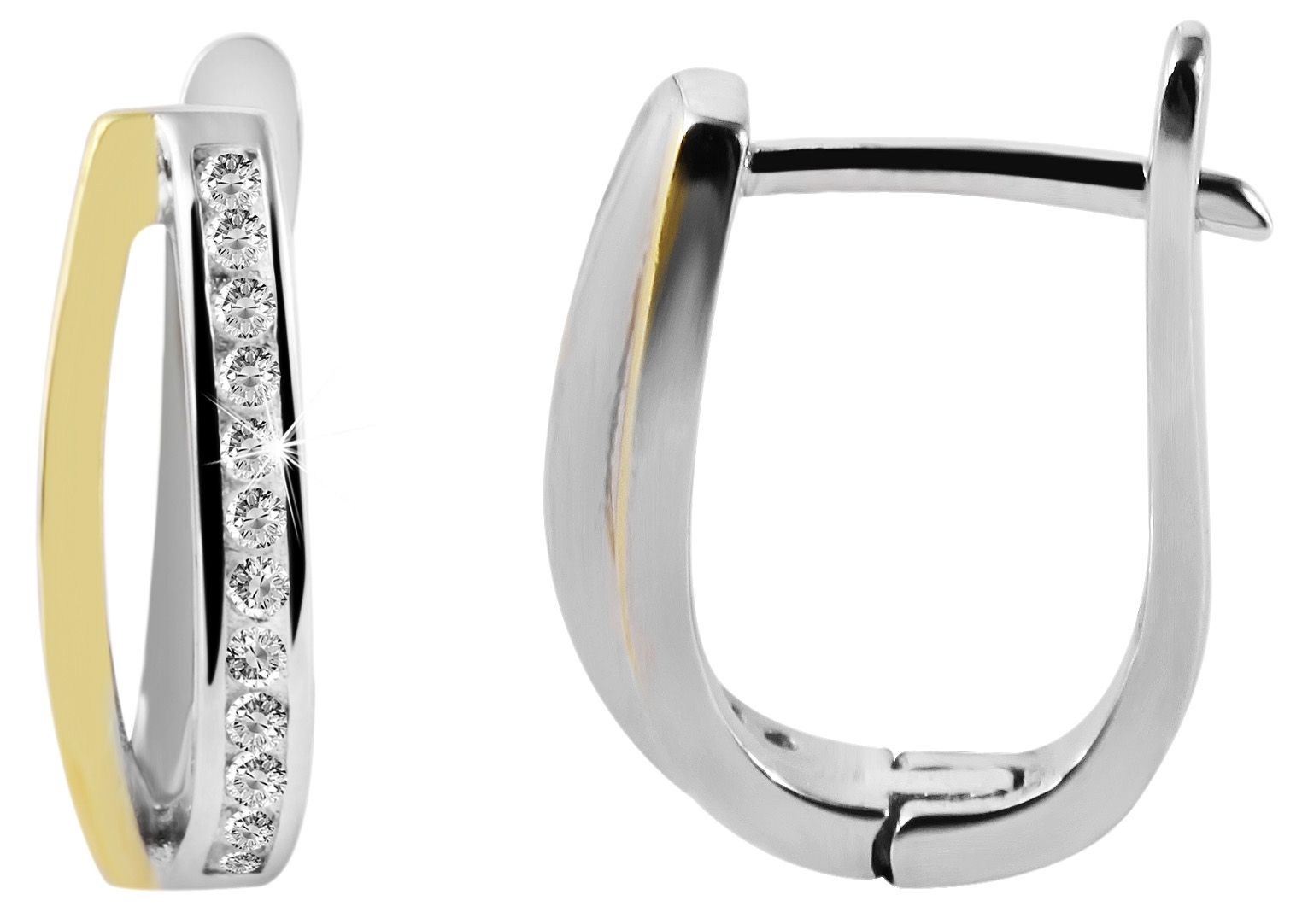 925/- Echt Silber Klappcreolen "Kalea" mit Zirkonia, bicolor, U-Form