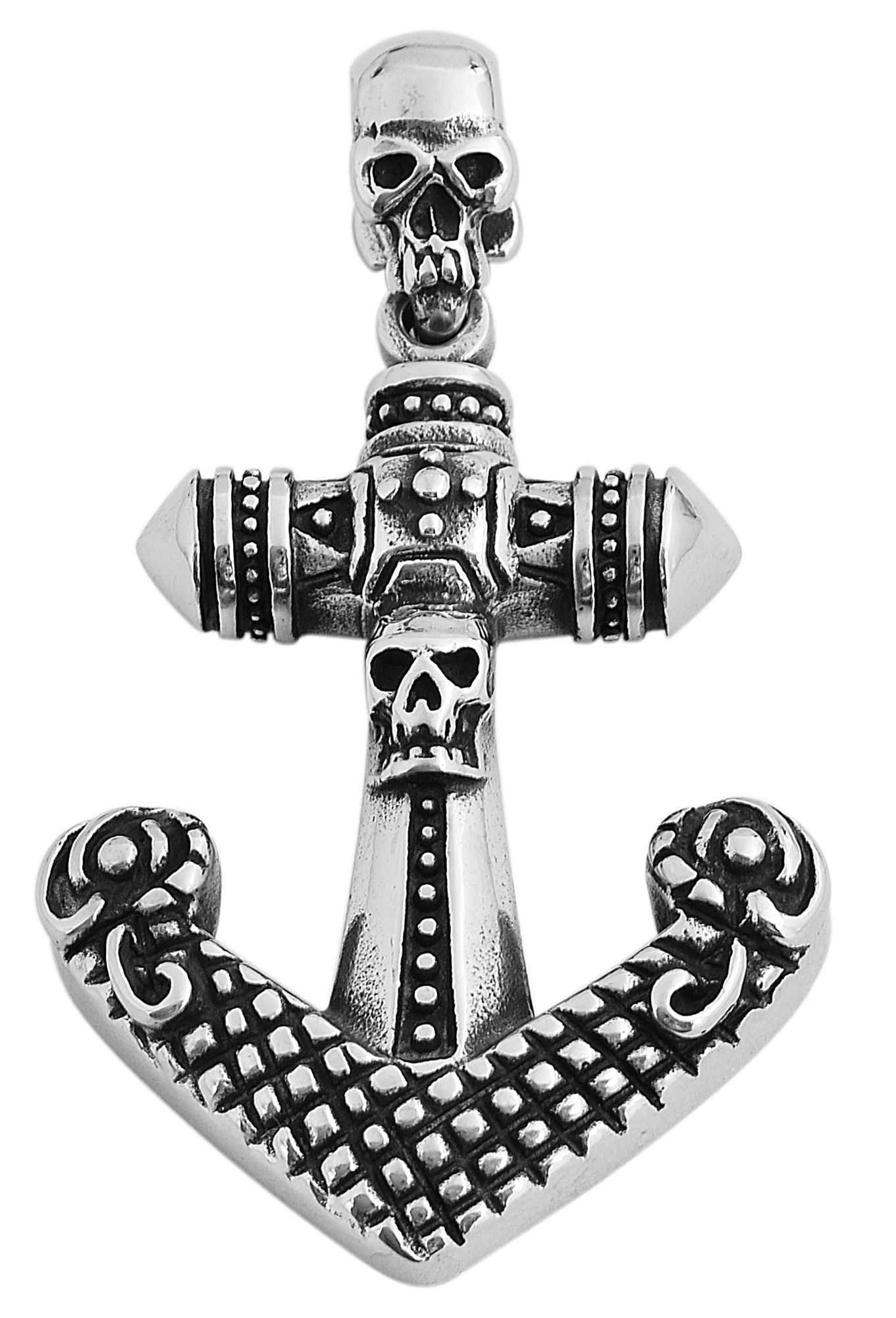 "Thilo" accent hanger van roestvrij staal, anker, zilverkleurig gezwart