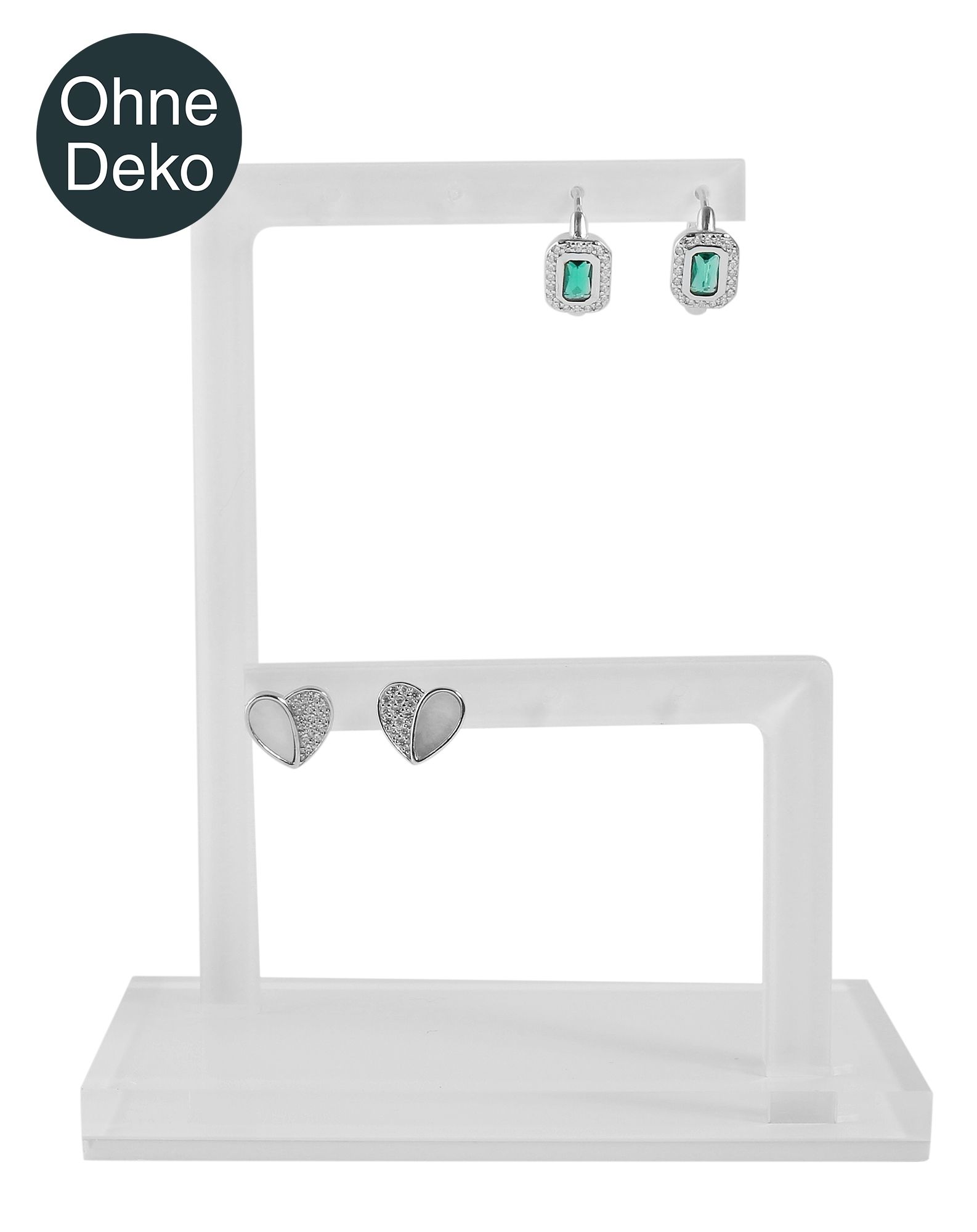 Acryl Aufsteller für 4 Paar Ohrringe (Dekoserie Glossy), weiß