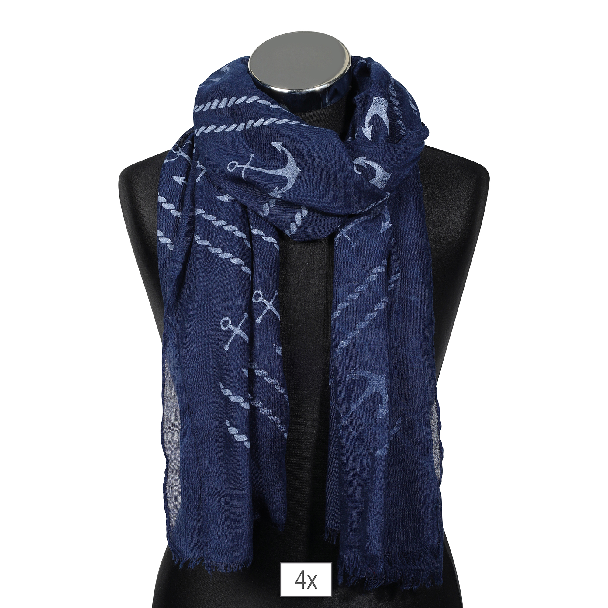 Schalpaket, 70 x 180 cm, 30% Baumwolle 70% Viskose, VE 4, blau + Anker