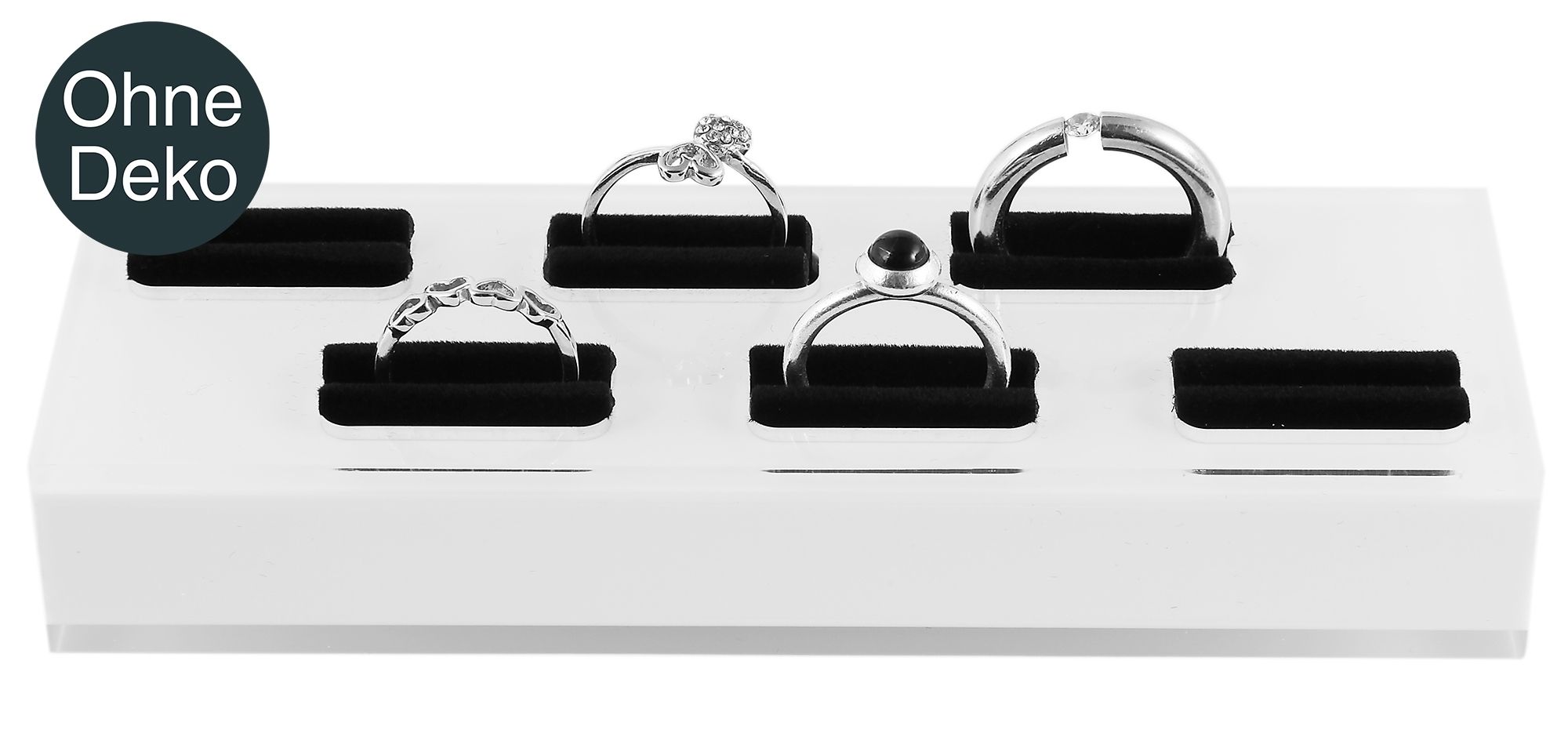 Ringdisplay, weiß, für 6 Ringe, 15 cm x 5 cm x 2,5 cm