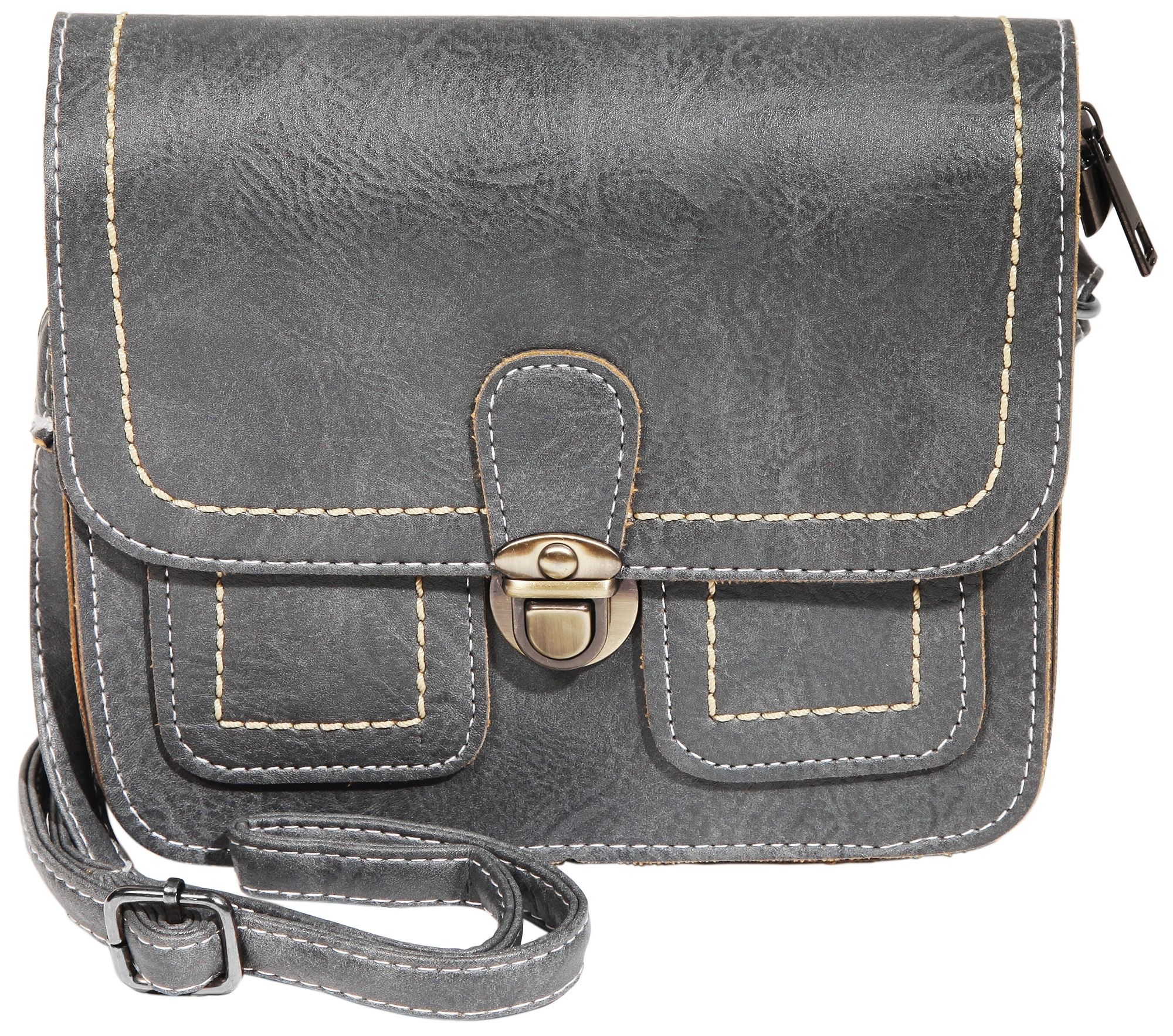 Damen Handtasche aus Lederimitation, grau