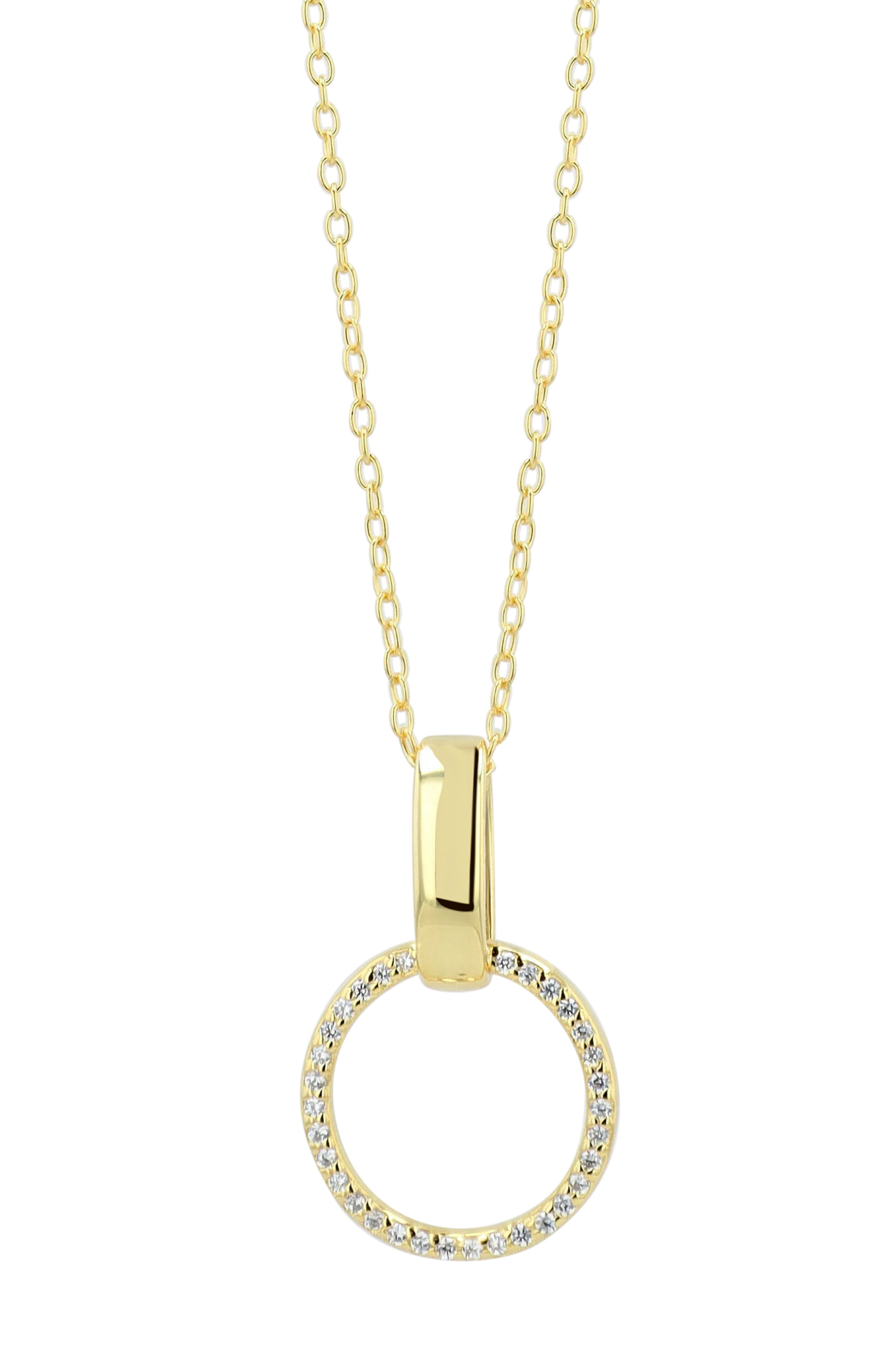 "Minna" 925/- Echt Silber Kette mit Anhänger - offener Kreis Ø 16 mm, vergoldet