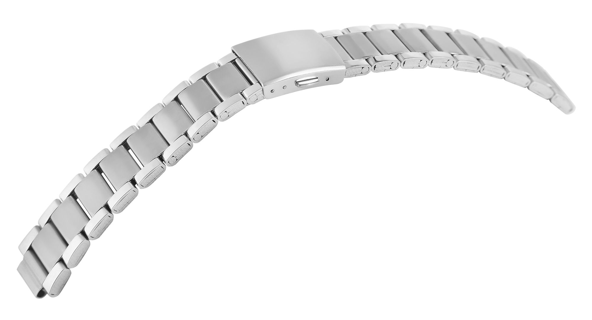 Edelstahl-Uhrenarmband mit Faltschließe, silberfarben, 22 mm