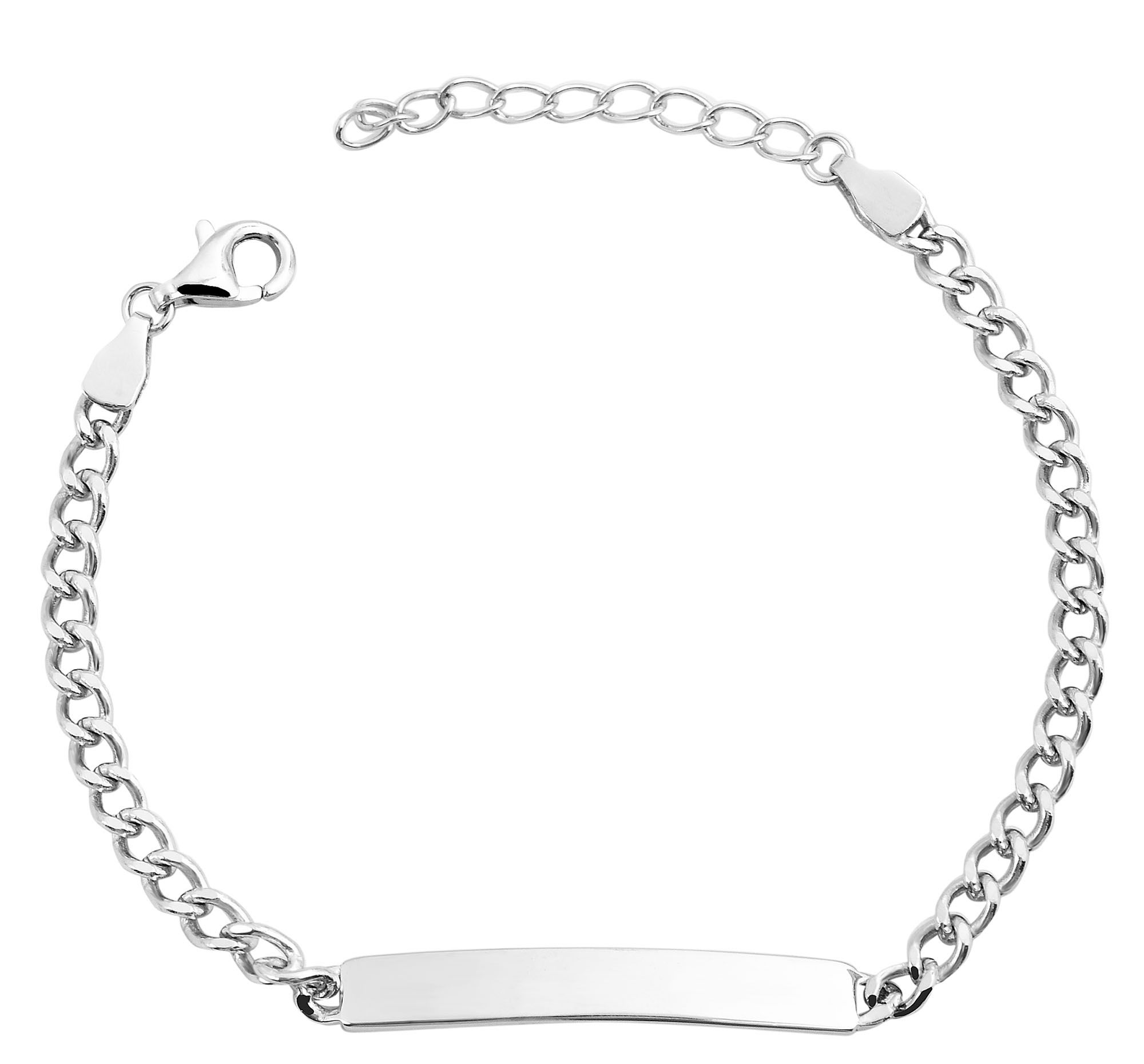 925/- Echt Silber Armband "Nidal" mit gravurfähiger Identplatte, 925/ rhodiniert, 14+3 cm