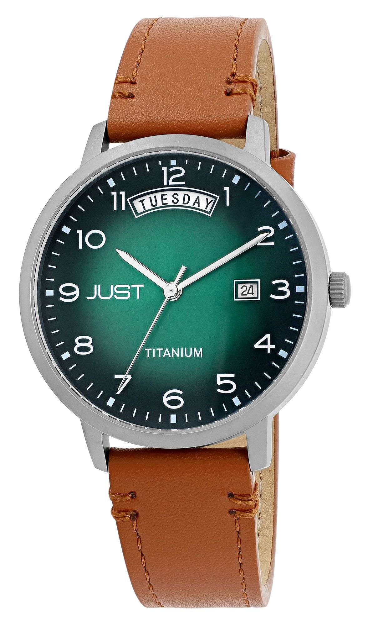 JUST  "Fanis" Titan Herrenuhr mit Echtlederarmband, 5 ATM, braun