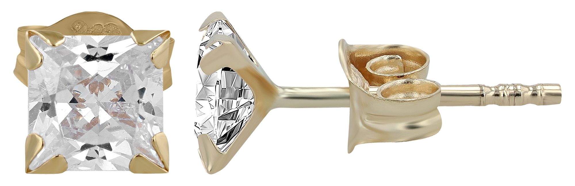 333/- gouden "Atika" oorbellen 4 x 4 mm, geelgoud, 8 karaat