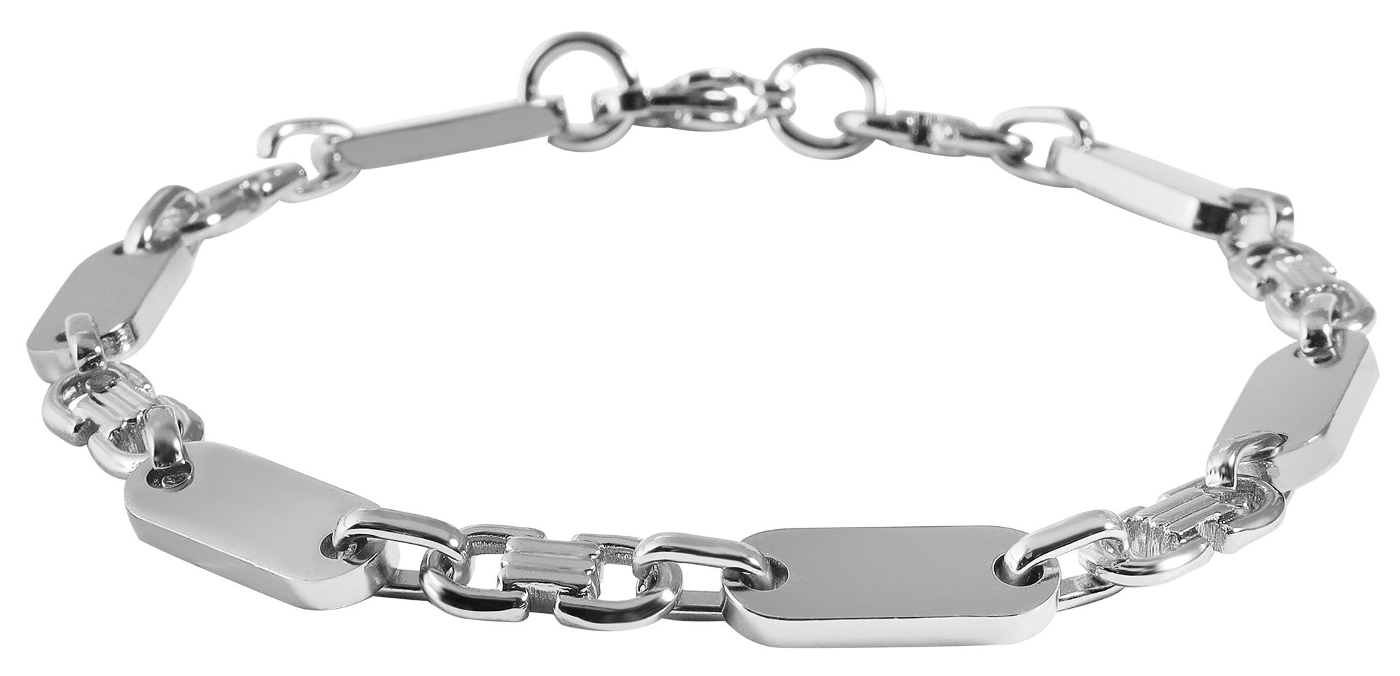 "Elvin" roestvrij stalen schakelarmband, zilverkleurig, 19 cm/ 6 mm