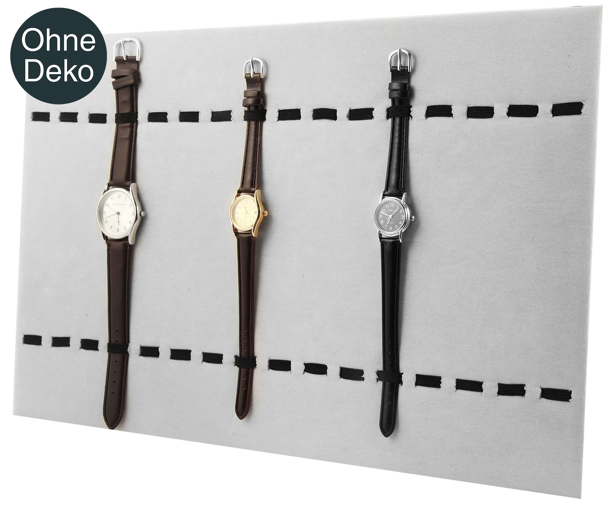 Uhrendisplay, grau, mit Gummizug, 39 cm x 26 cm x 0,5 cm