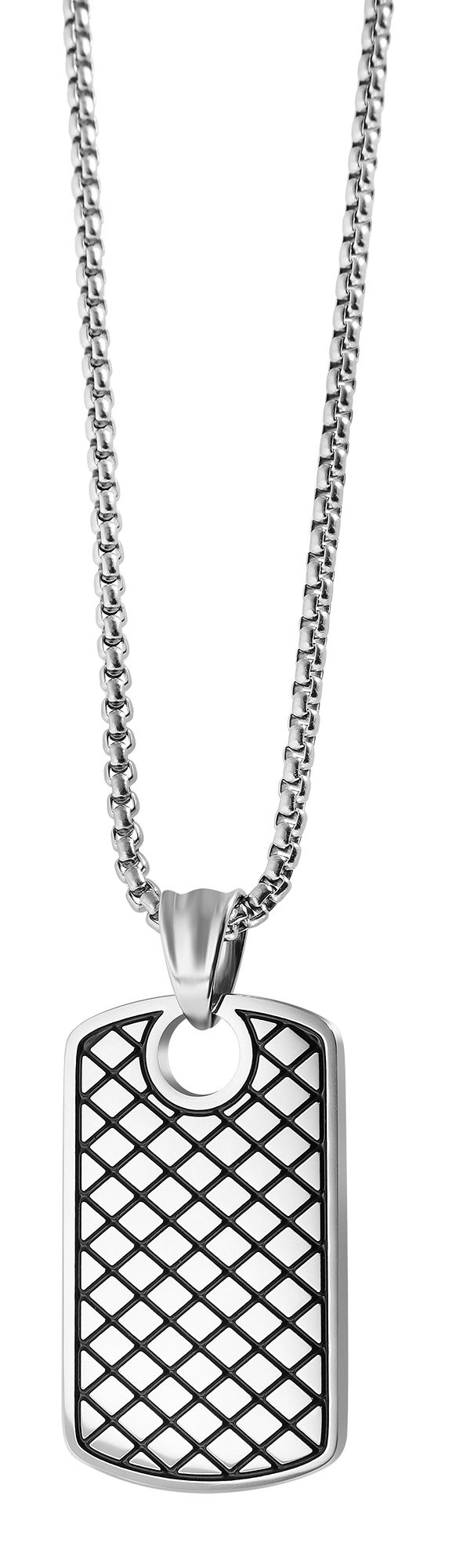 Accent halsketting met dog tag hanger, graveerbaar, 61 cm, zilverkleurig