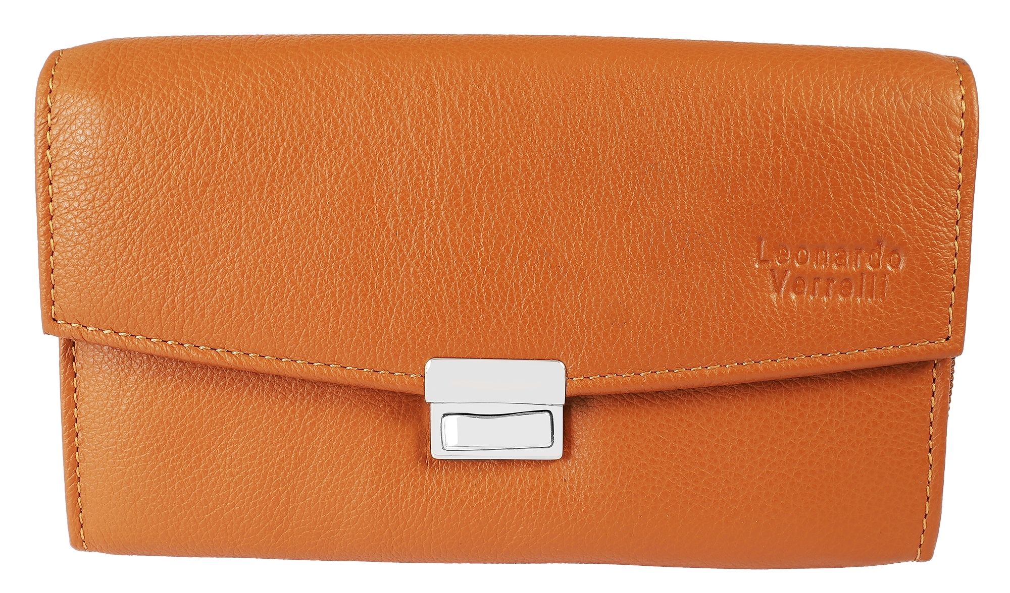 Leonardo Verrelli Echt Leder Kellnergeldbörse, cognac