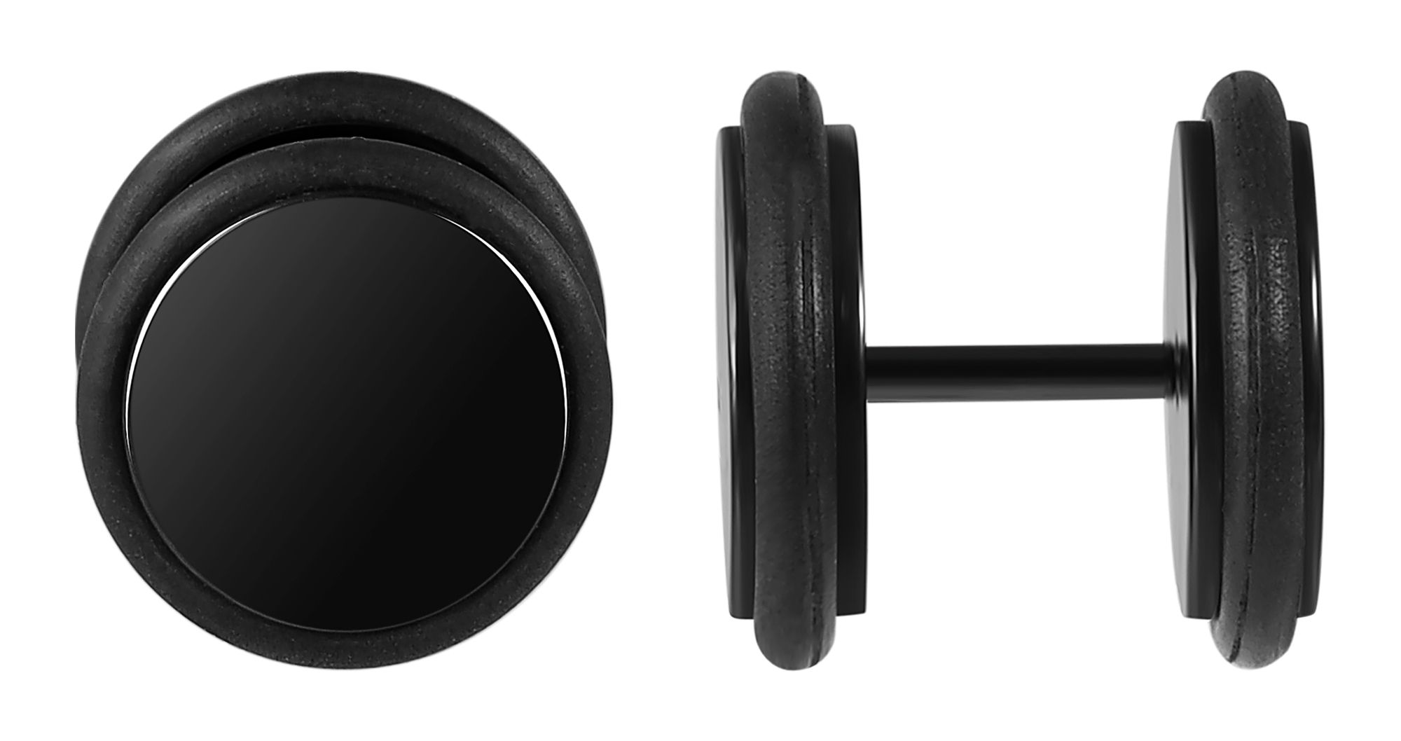 "Camilo" - Fake Plugs mit Schraubverschluss, Edelstahl, schwarz