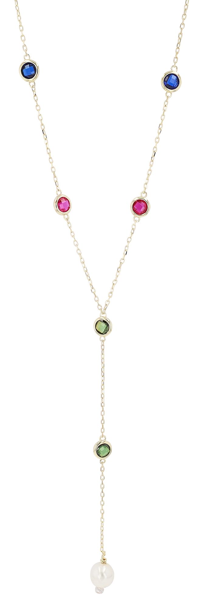 333/- gouden "Louna" collier met kleurrijke versiering &amp; parel, 8 karaat