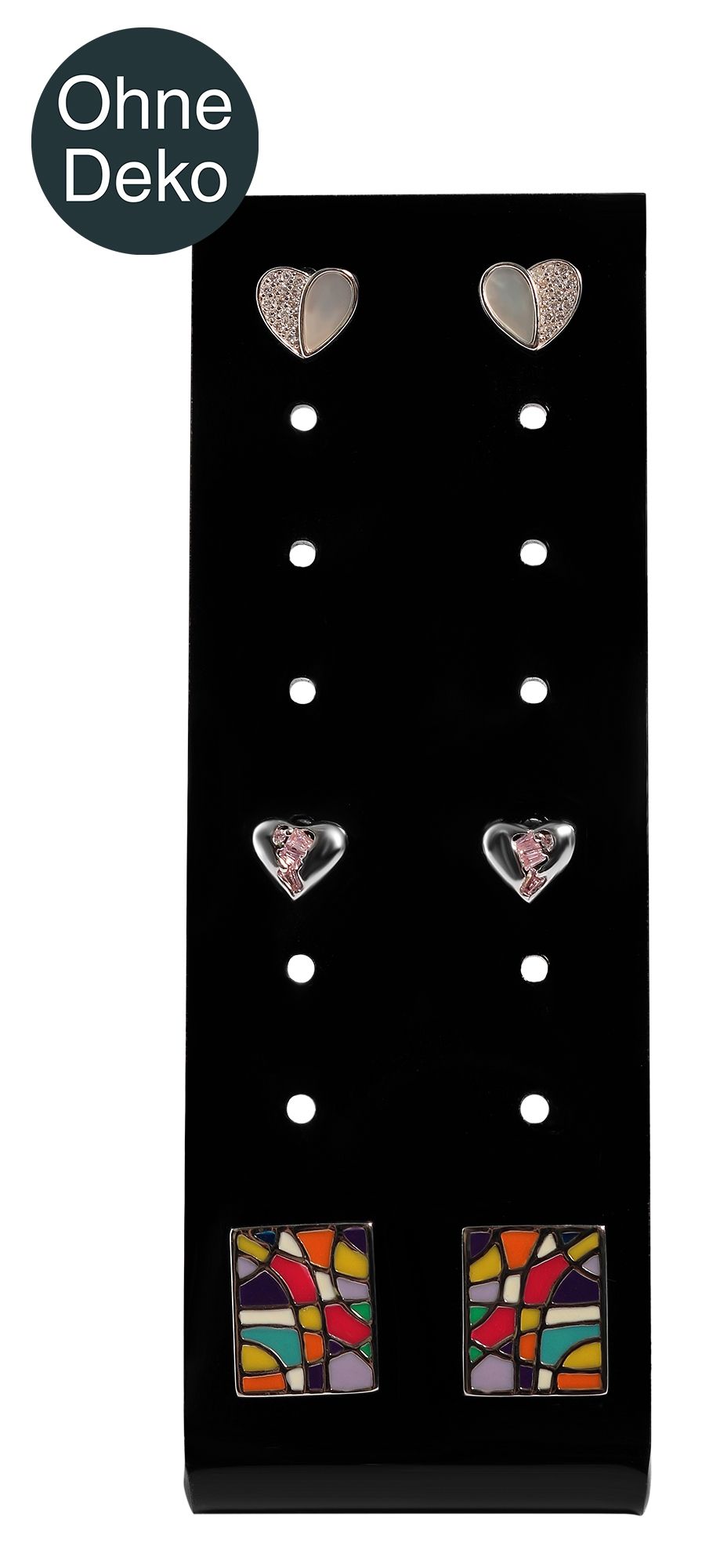 Schmuckaufsteller für 8 Paar Ohrringe, Acryl, 11,5 x 4 x 4 cm, schwarz