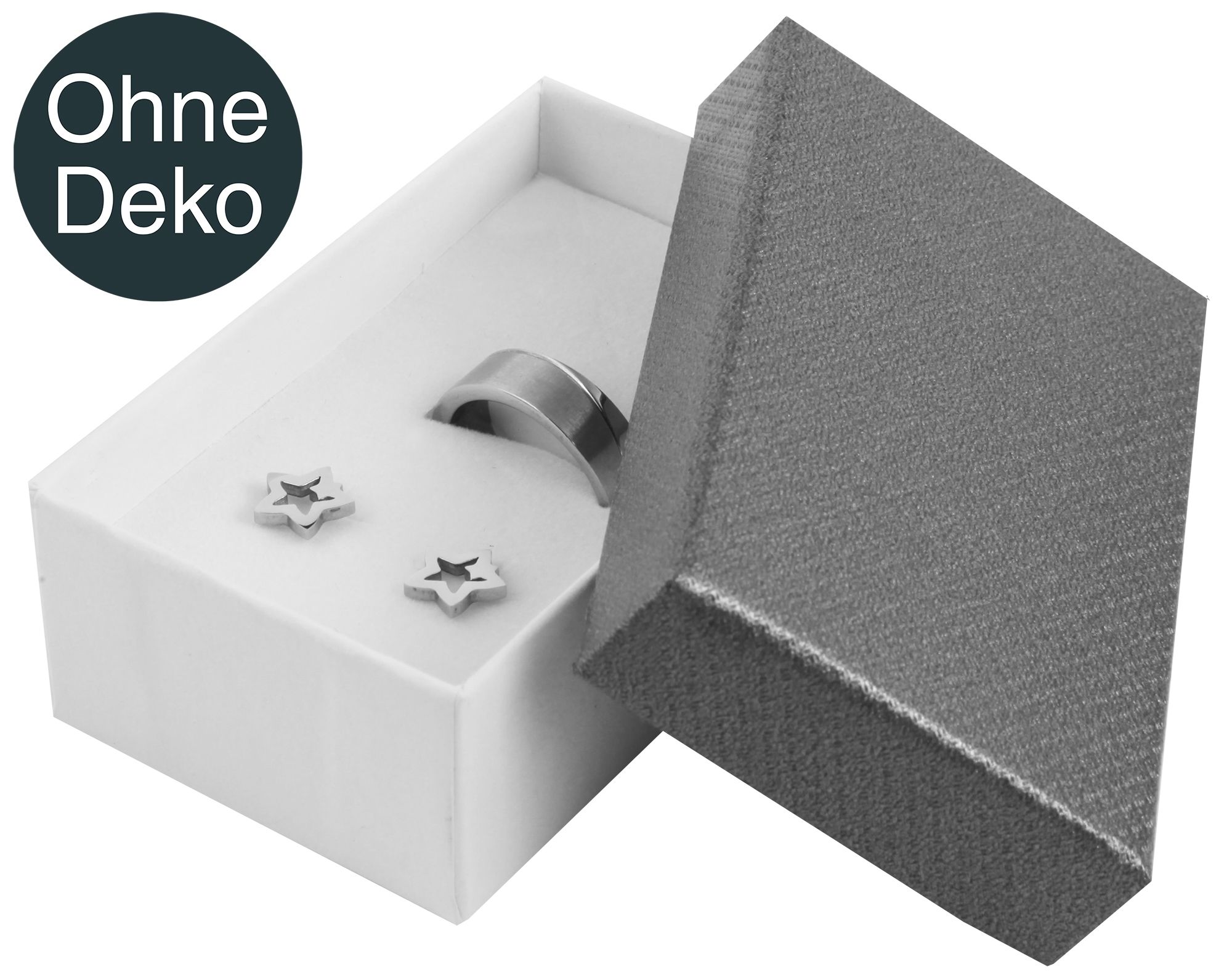 Juwelenverpakking, PU 24, afmetingen: 8 x 5 x 2,8 cm, grijs/wit