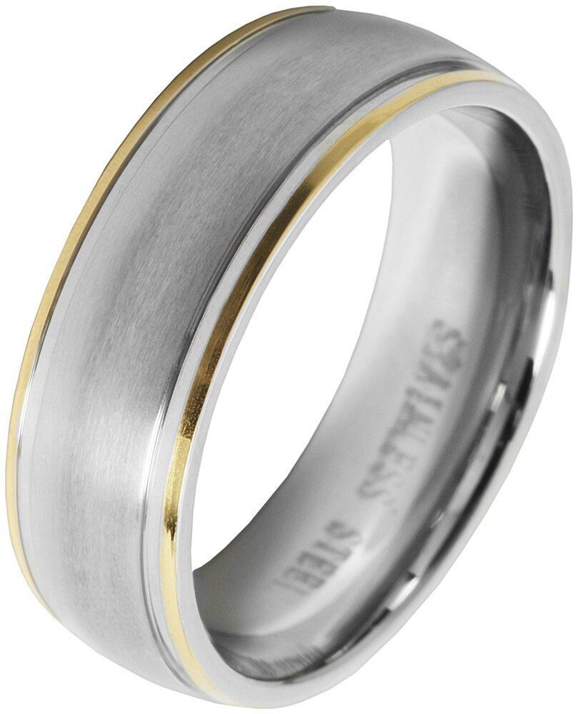 Akzent Herren-Partnerring aus Edelstahl, bicolor, Gr. 60