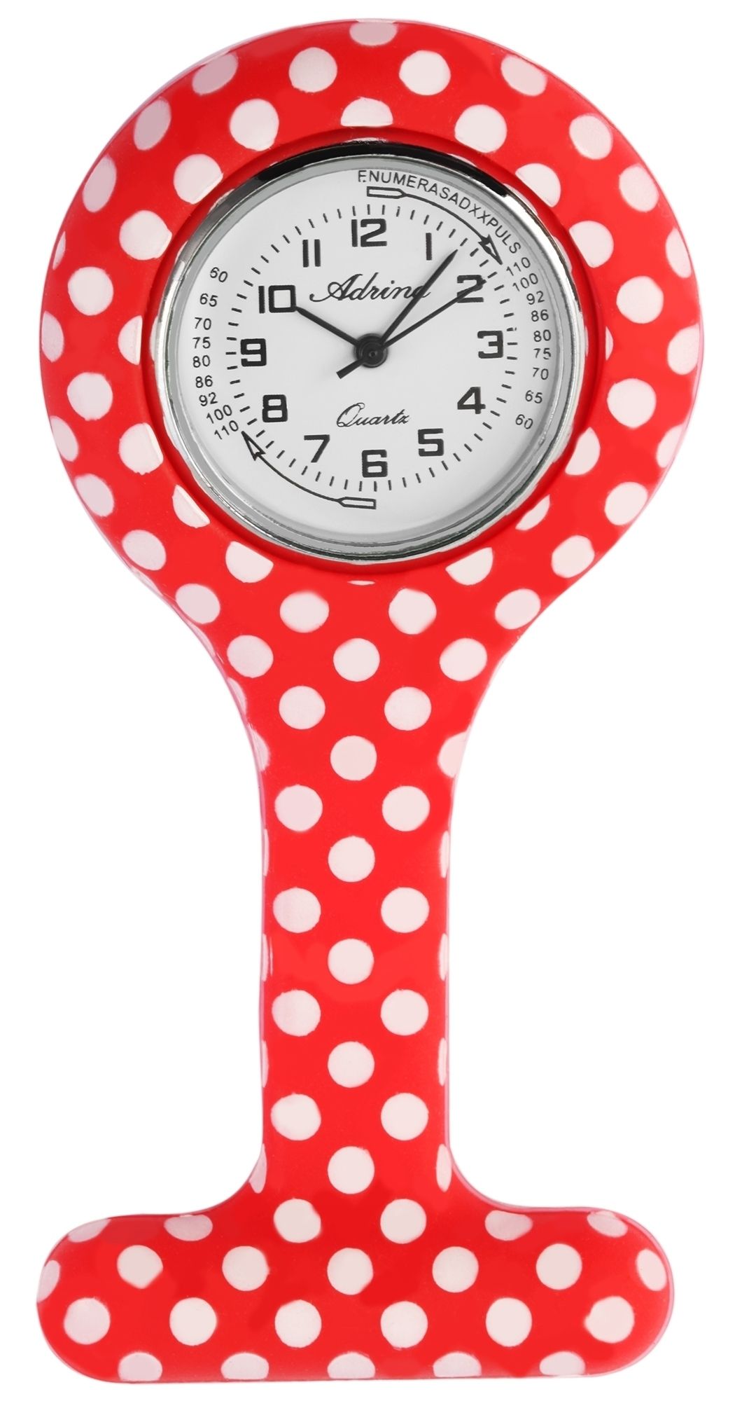 Verpleegstershorloge Adrina van silicone, rood/wit gestippeld